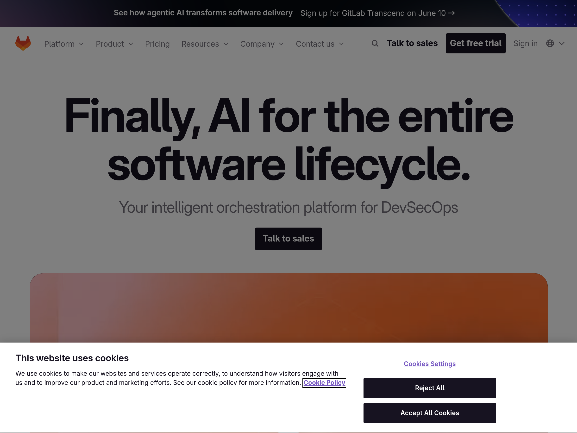Screenshot of GitLab website