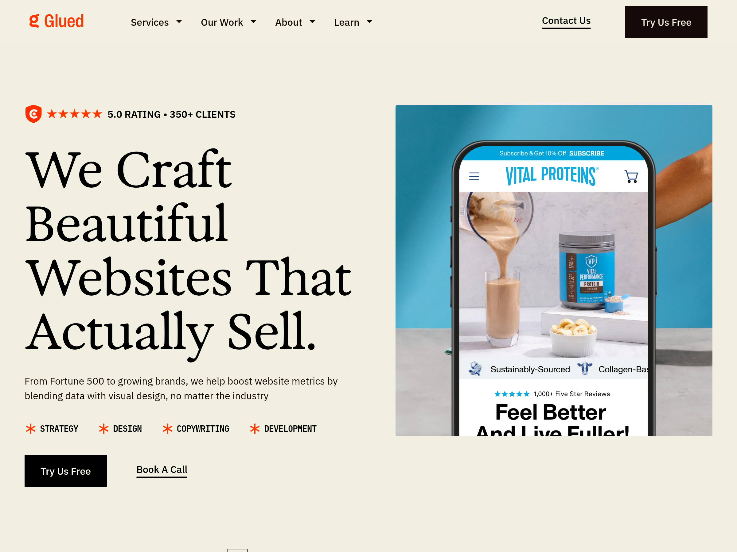 Screenshot of Glued website