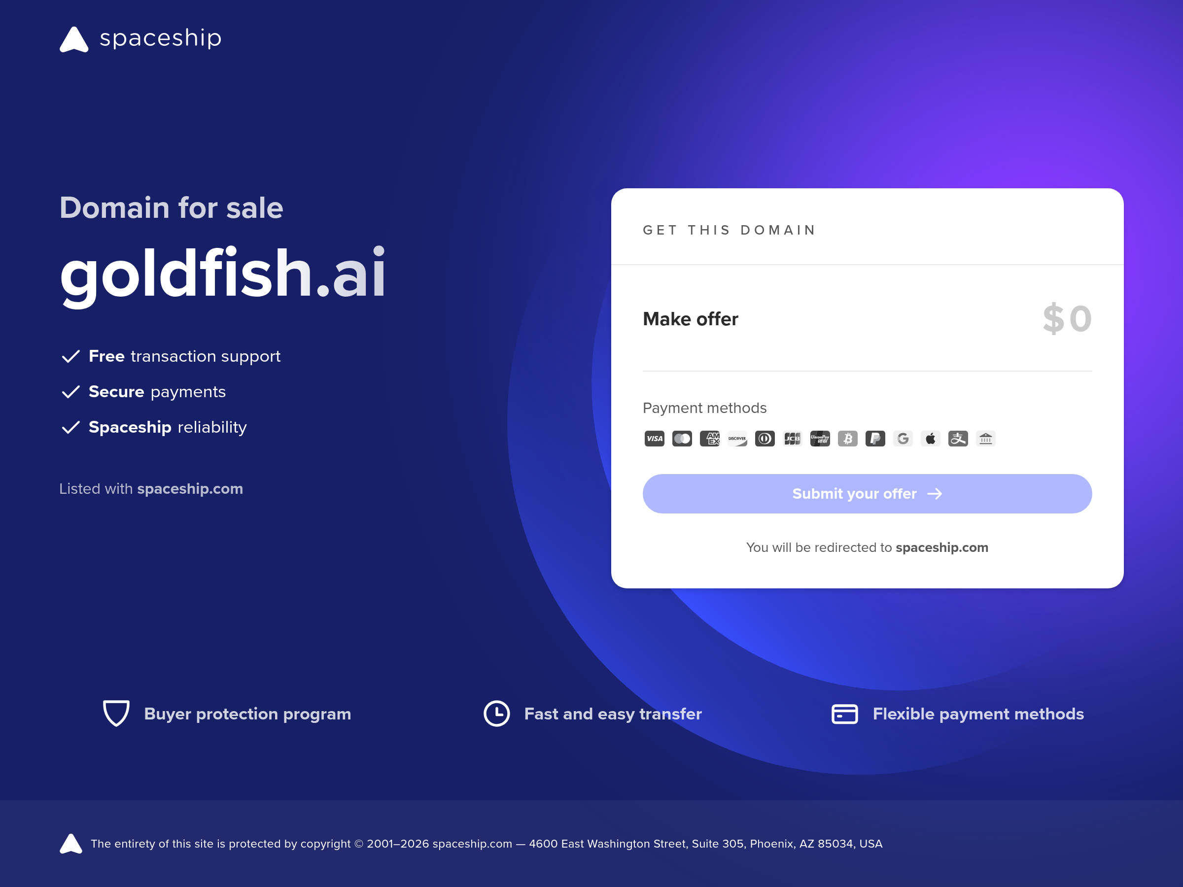 Screenshot of Goldfish AI website