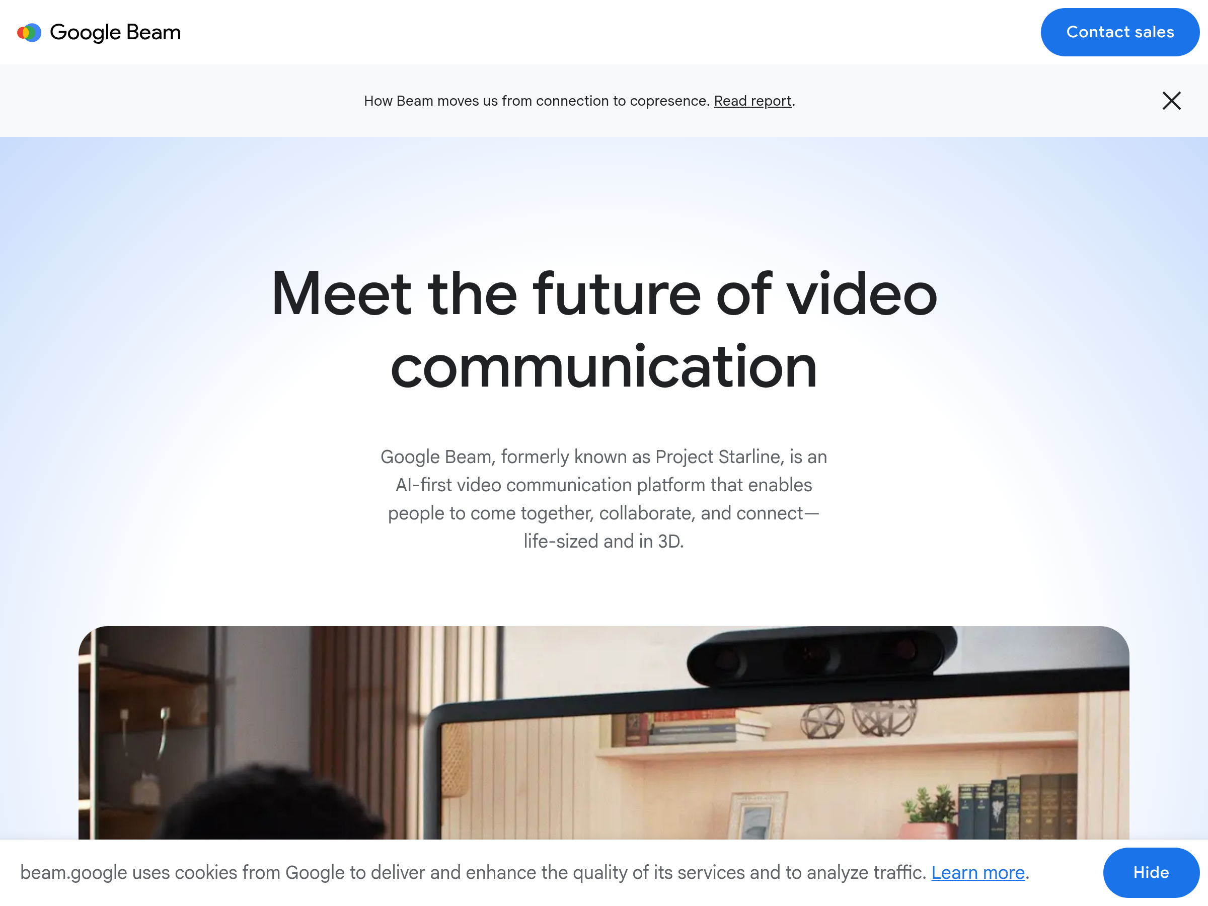 Screenshot of Google Beam website