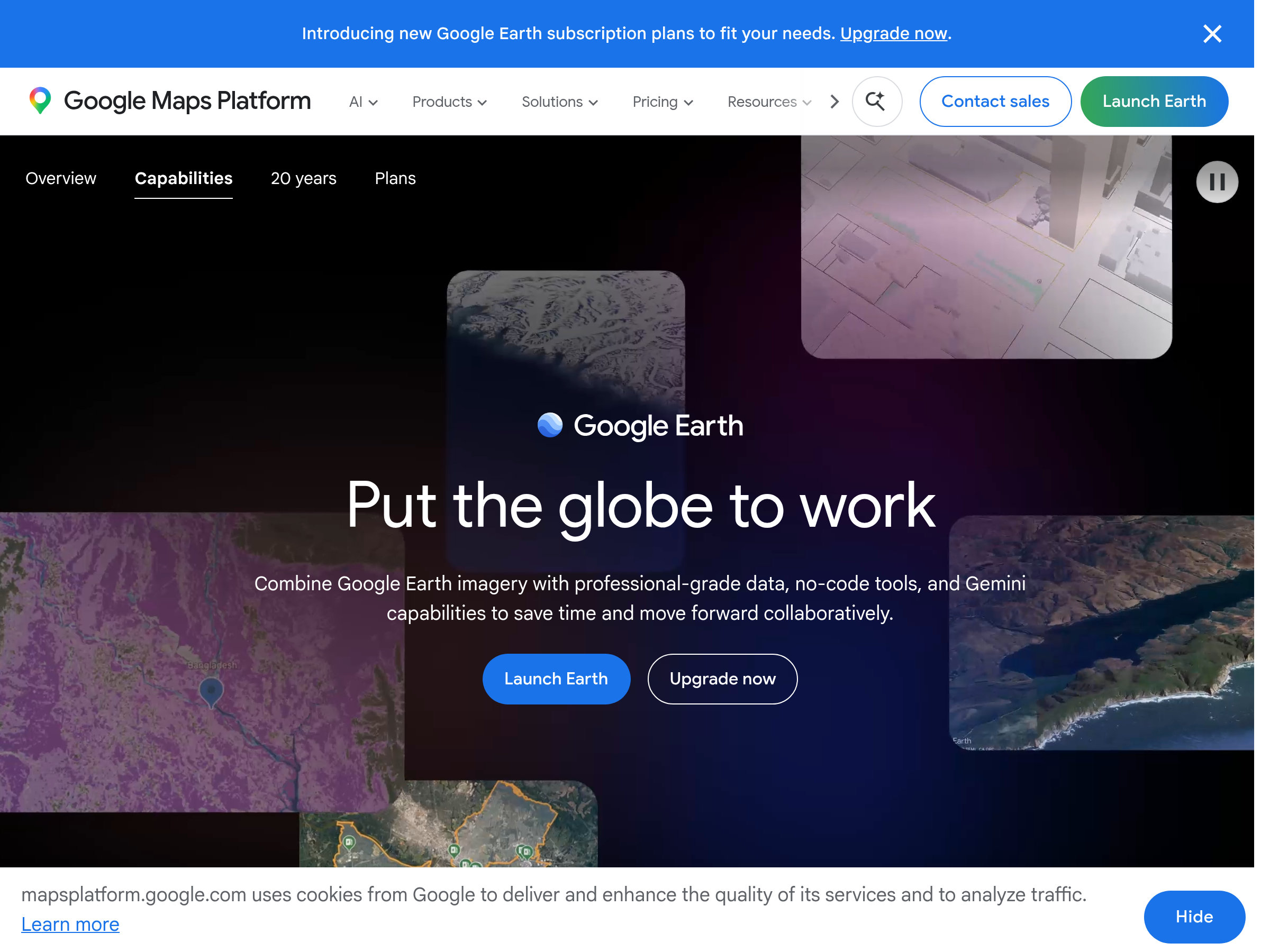Screenshot of Google Earth website