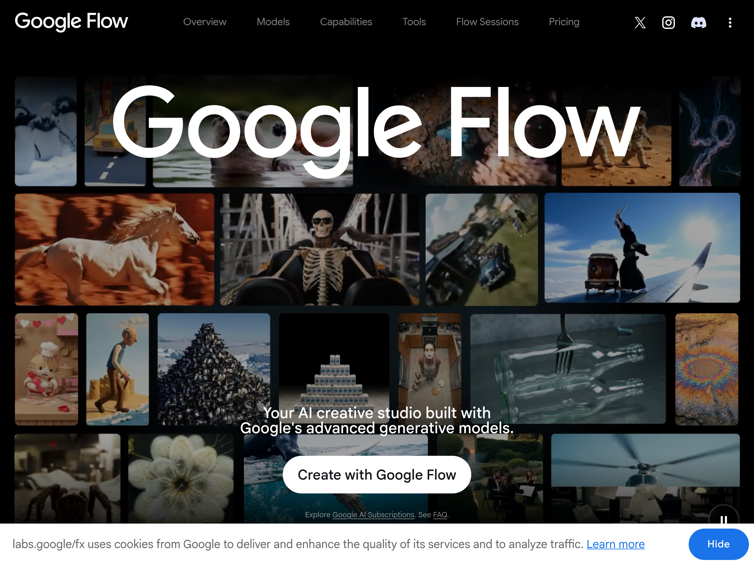 Screenshot of Google Flow Music website
