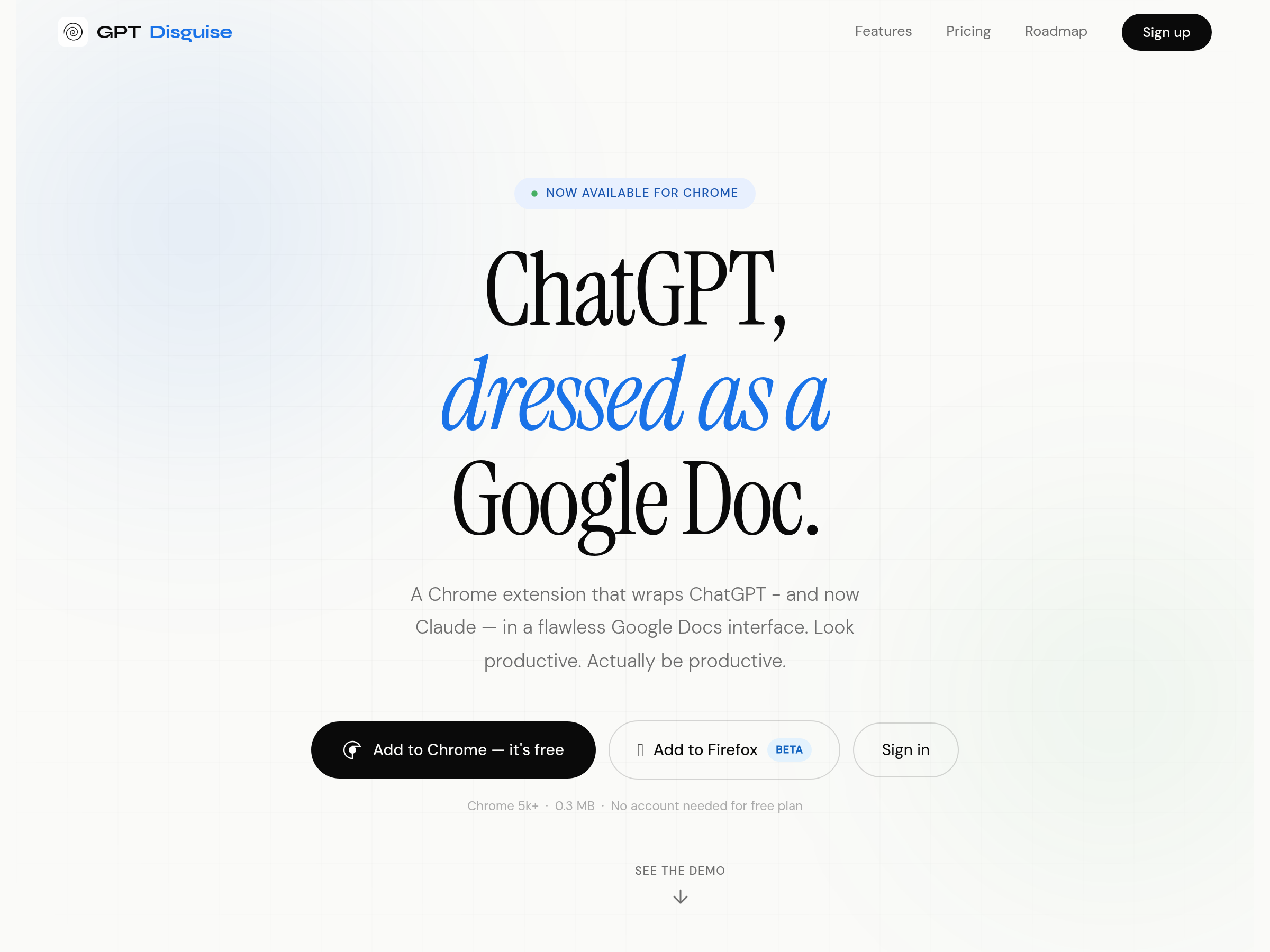 Screenshot of GPTDisguise website