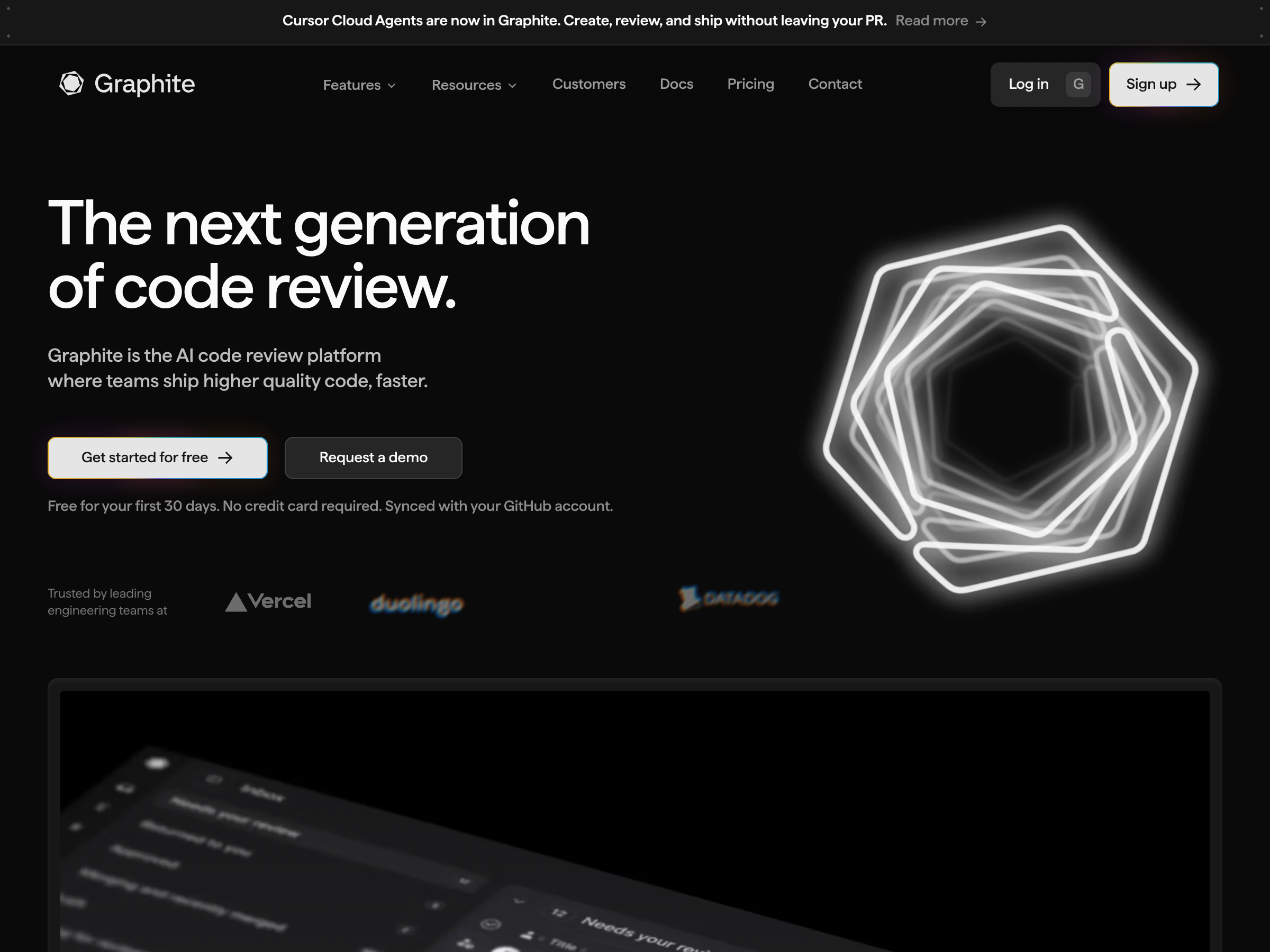 Screenshot of Graphite website