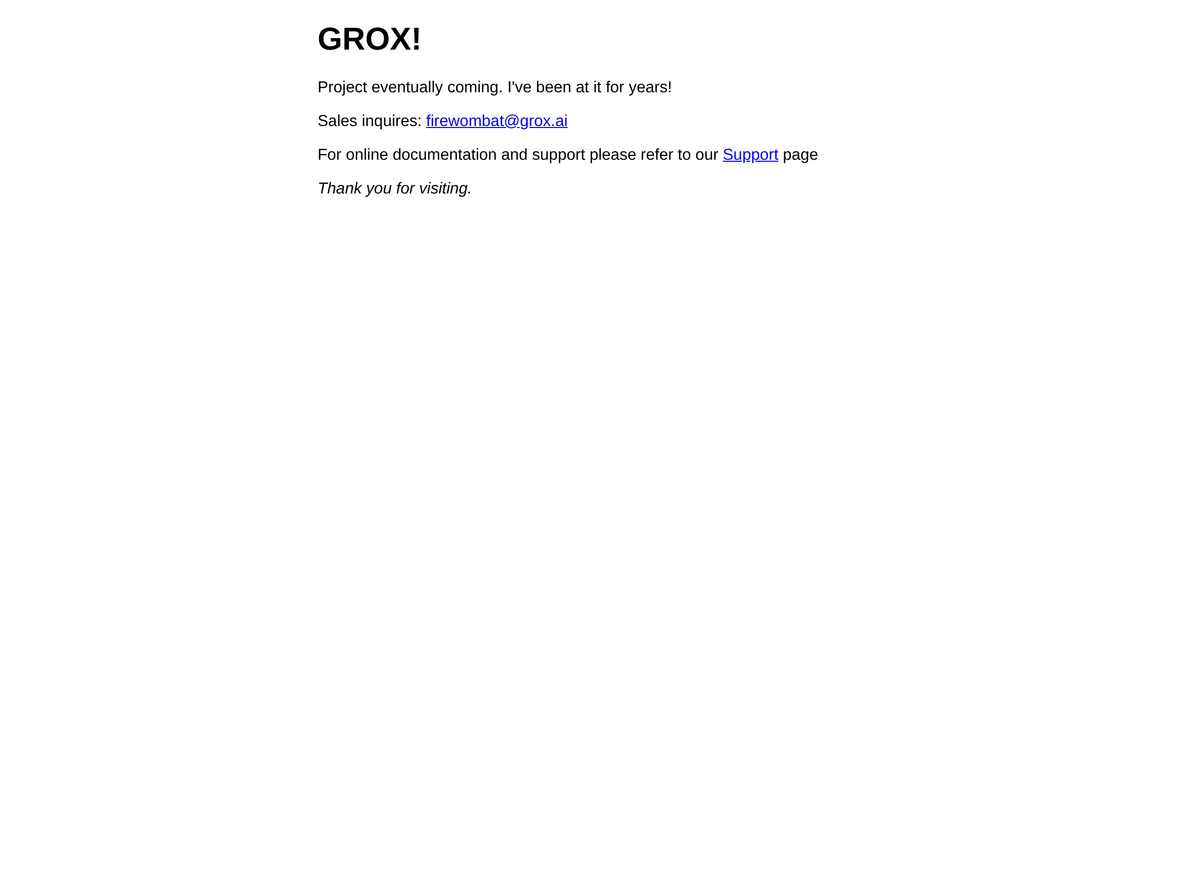 Screenshot of Grox website