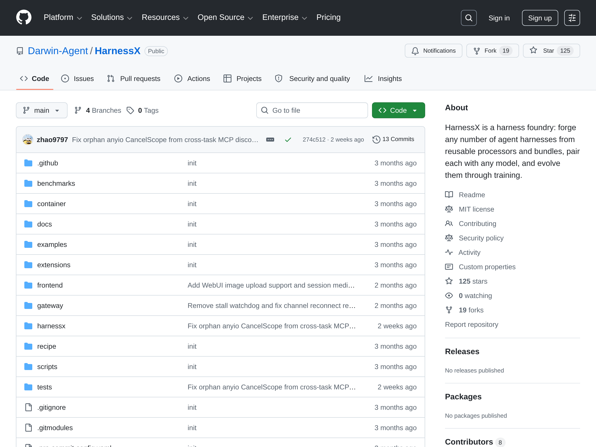 Screenshot of HarnessX website