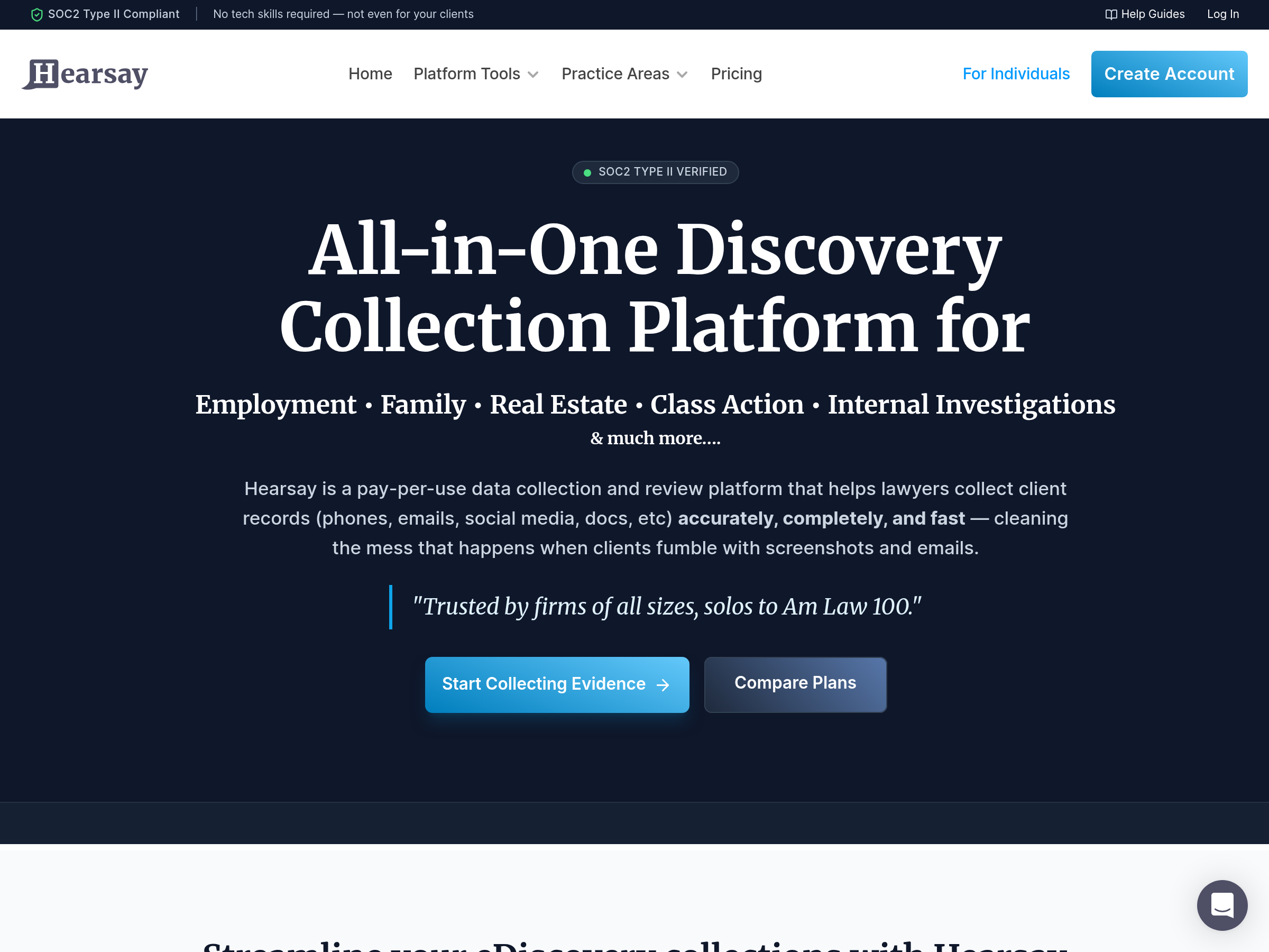 Screenshot of Hearsay website