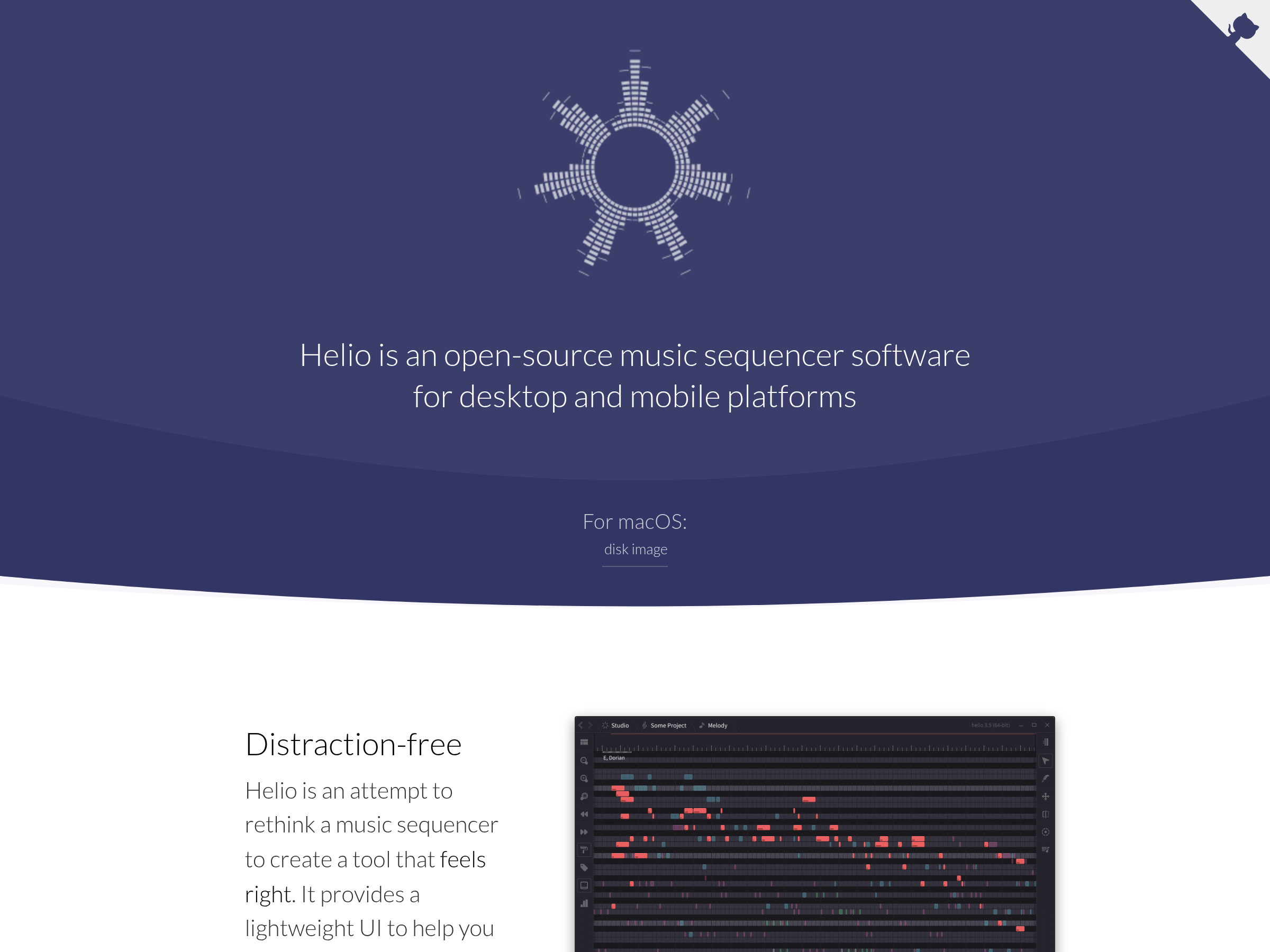 Screenshot of Helio website