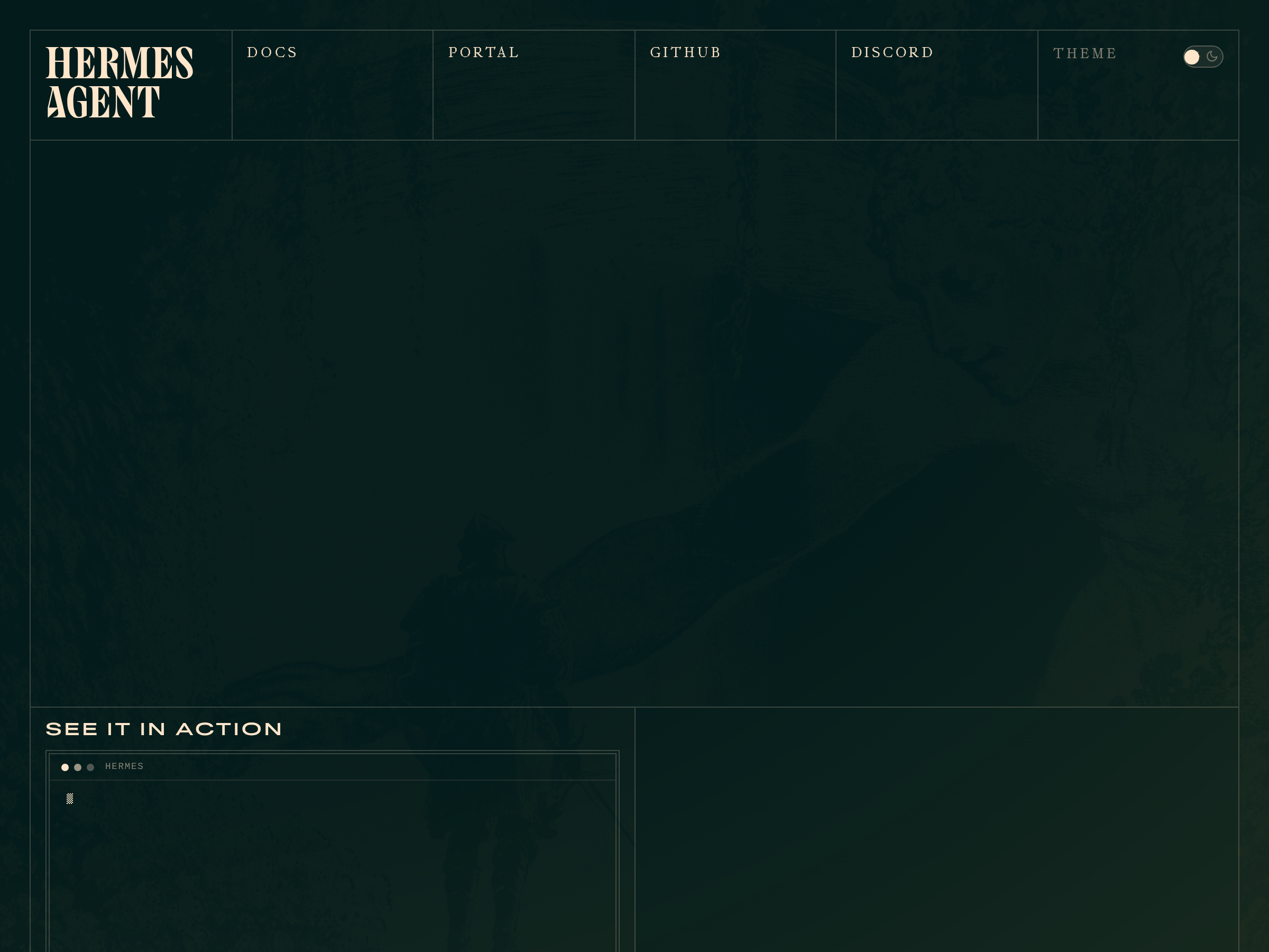 Screenshot of Hermes Agent website