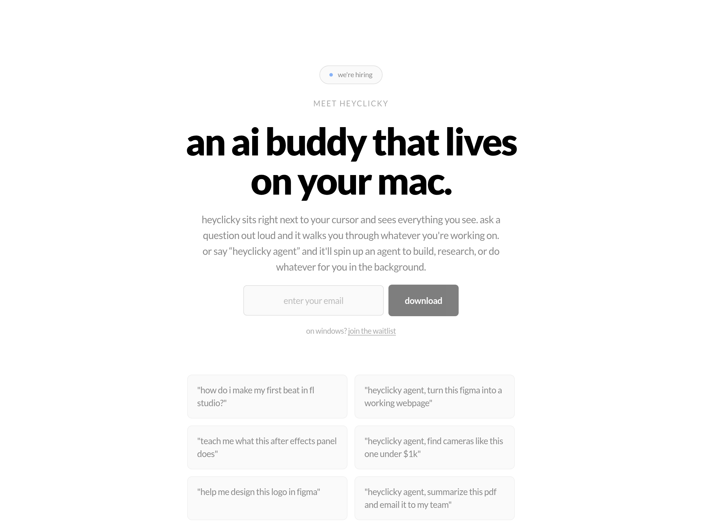 Screenshot of HeyClicky website
