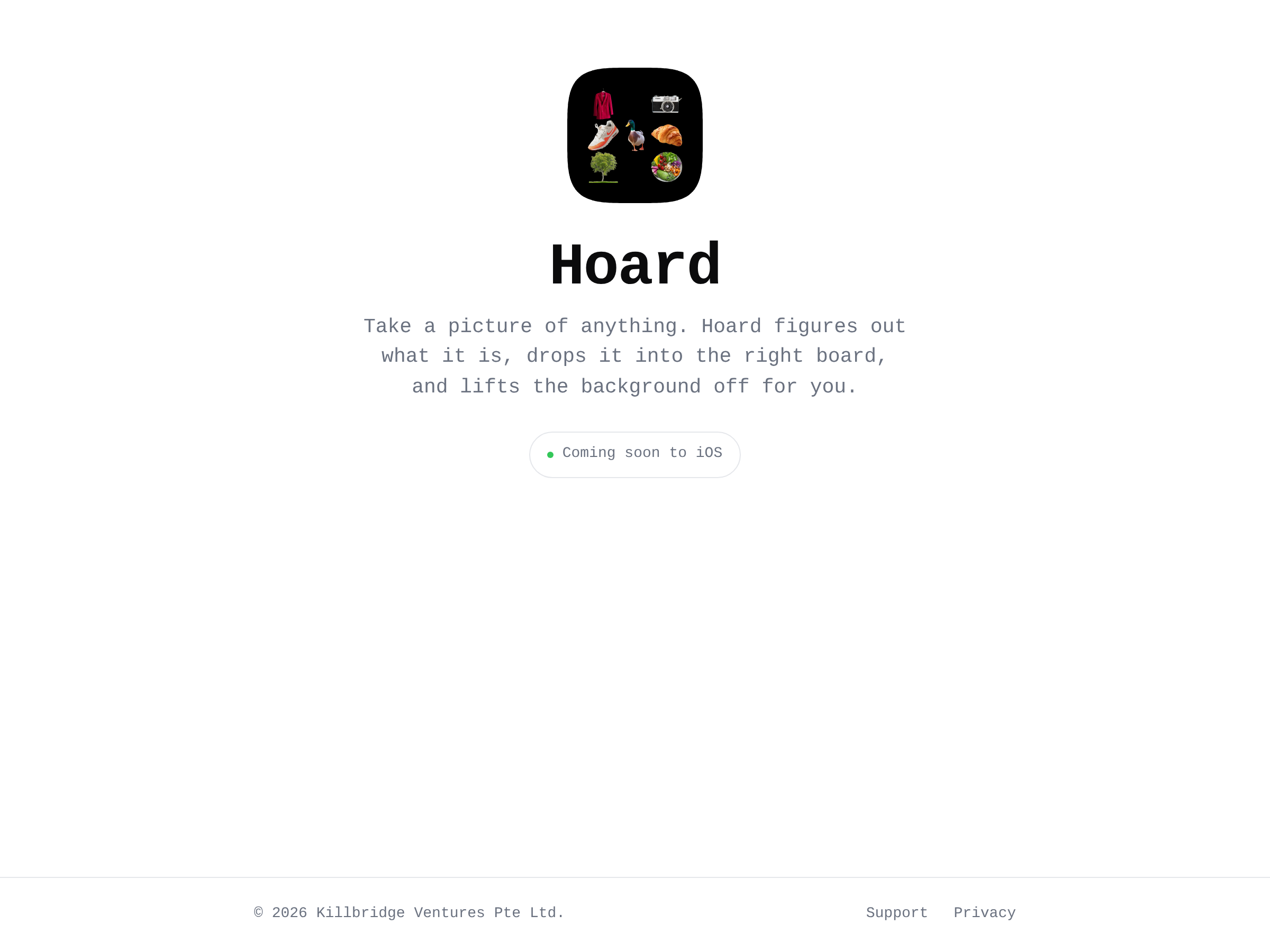Screenshot of Hoard Camera website