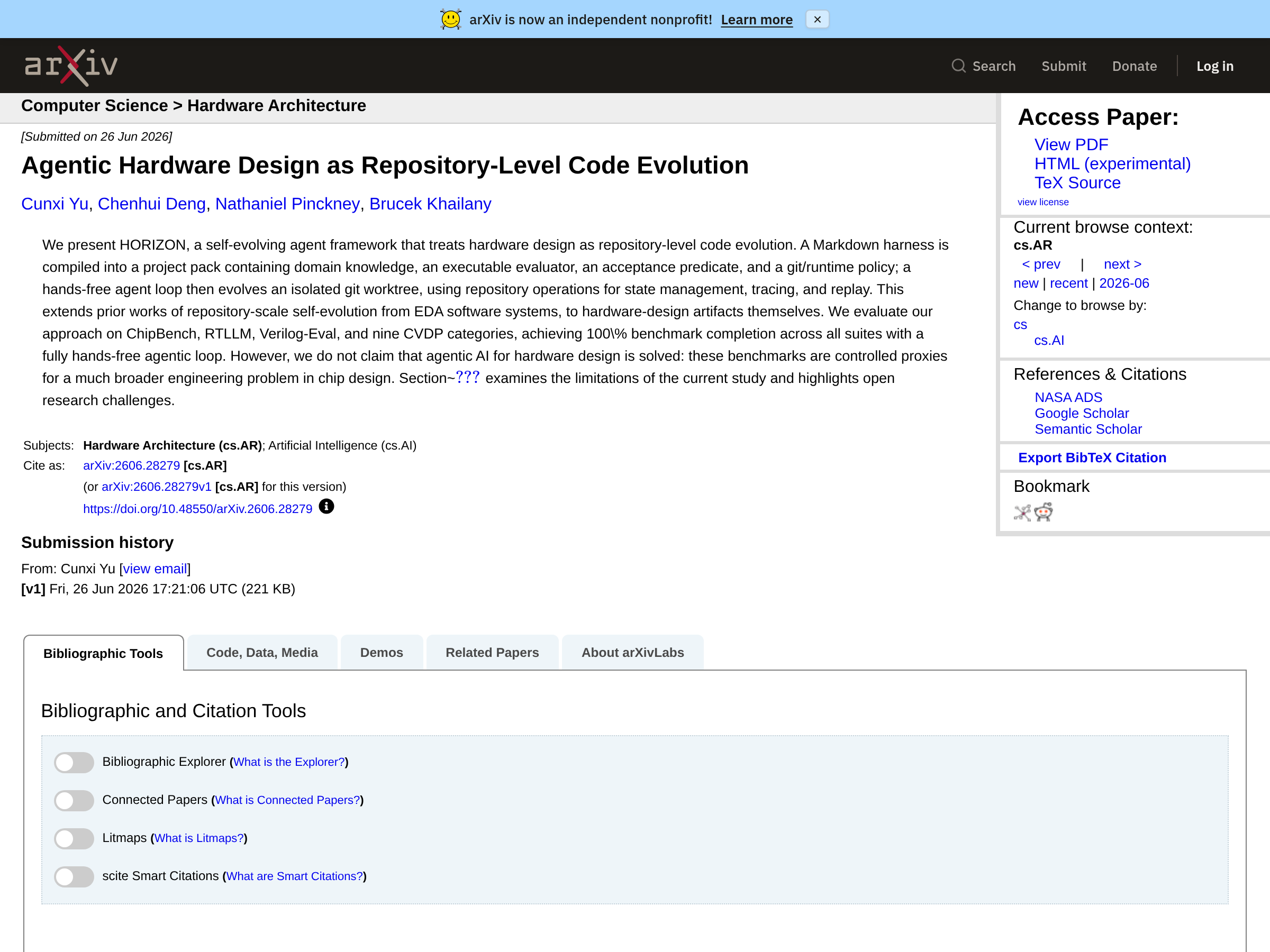 Screenshot of HORIZON website