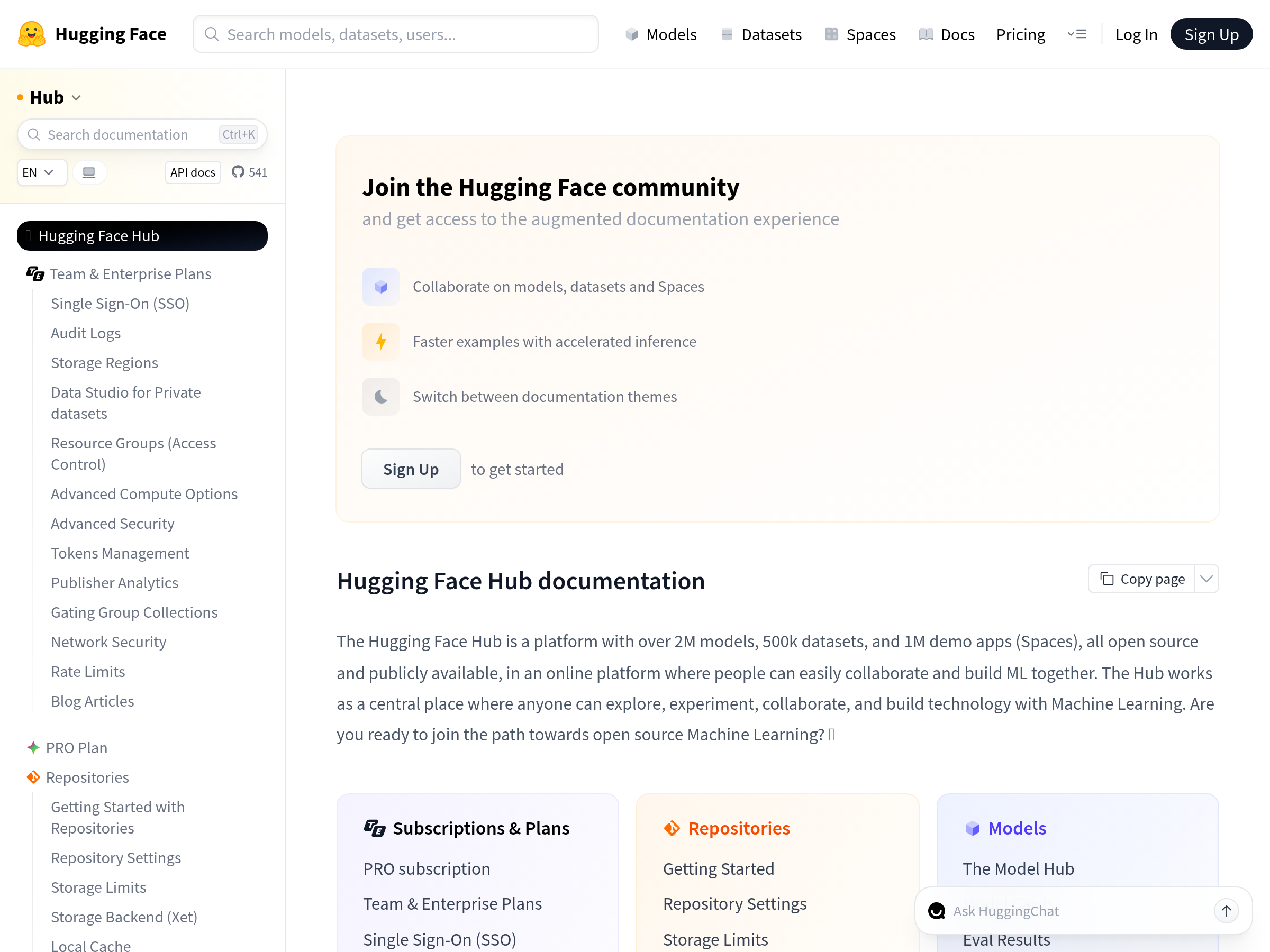 Screenshot of Hugging Face Hub website
