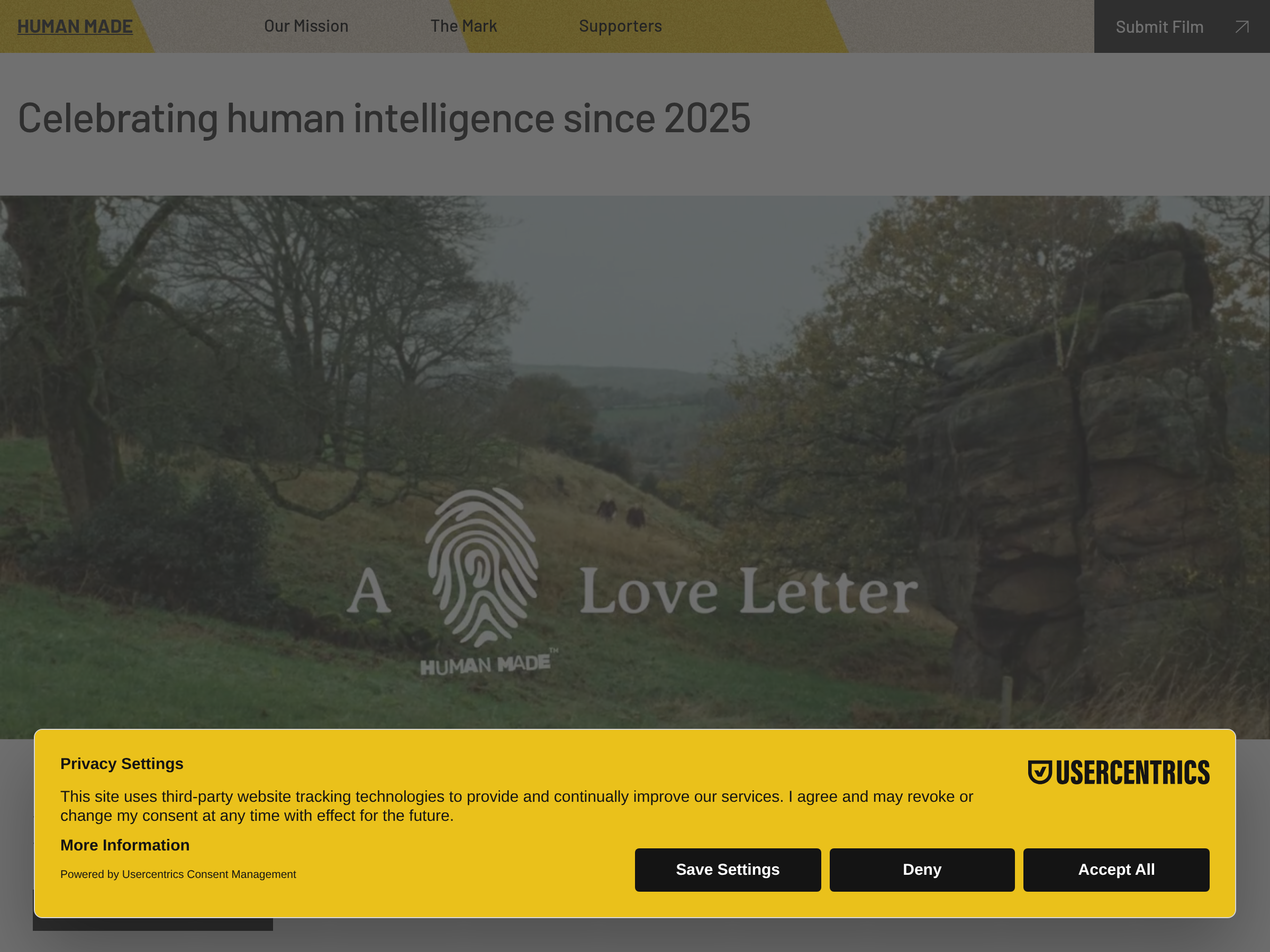Screenshot of Human Made Mark website