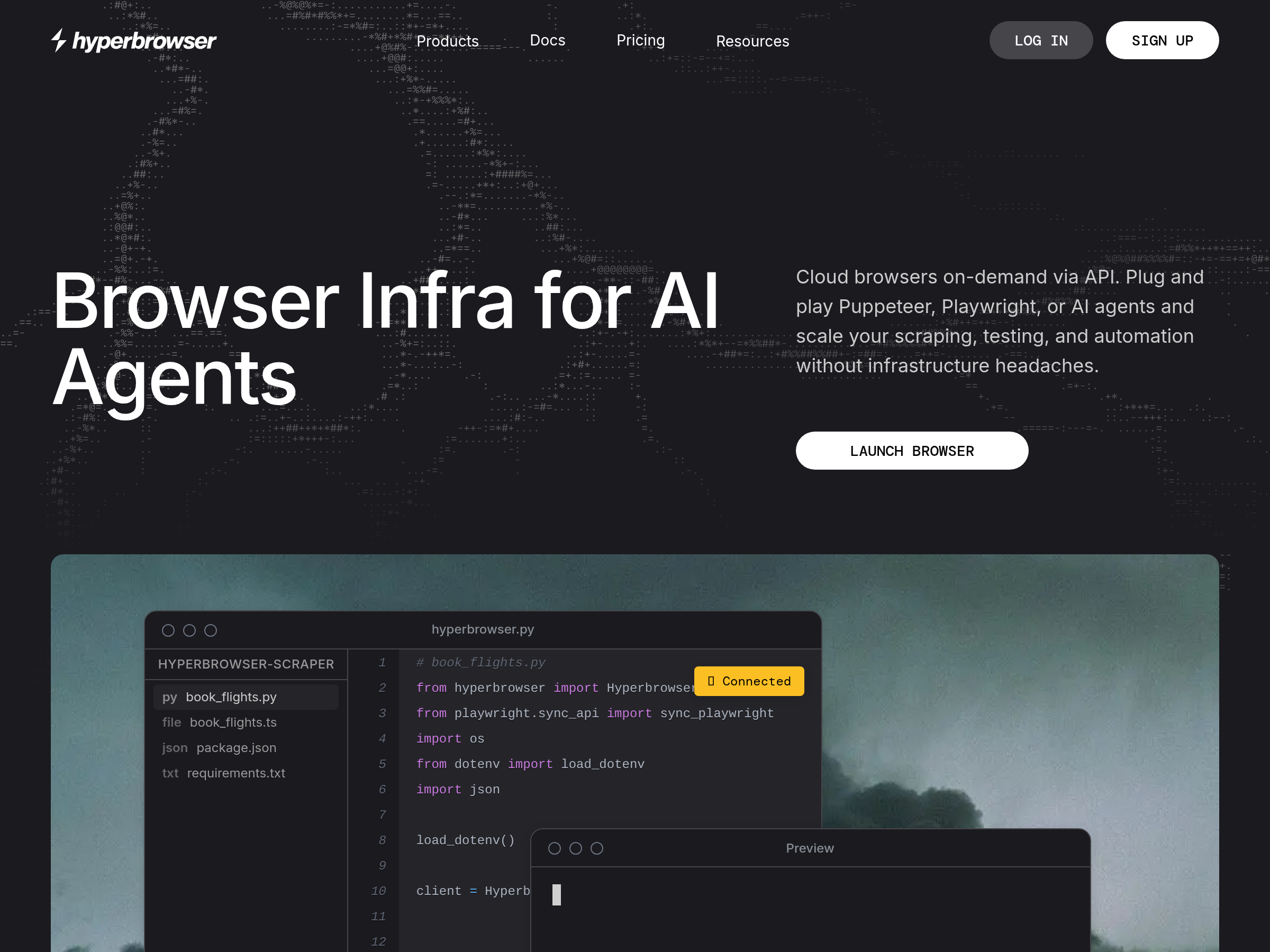 Screenshot of Hyperbrowser CLI website