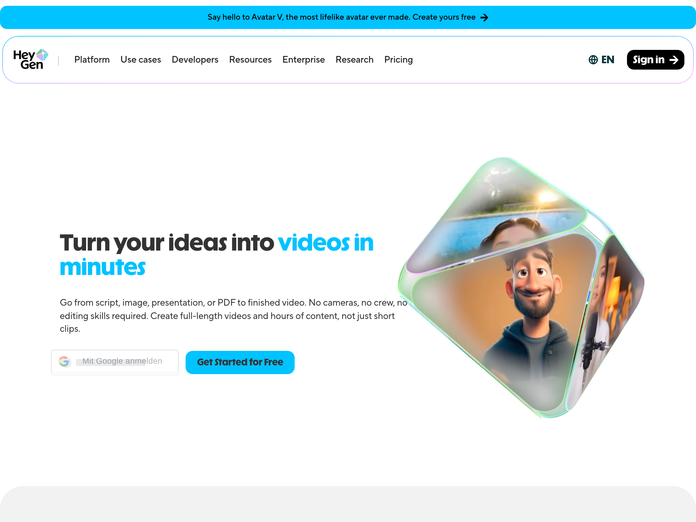 Screenshot of HyperFrames website