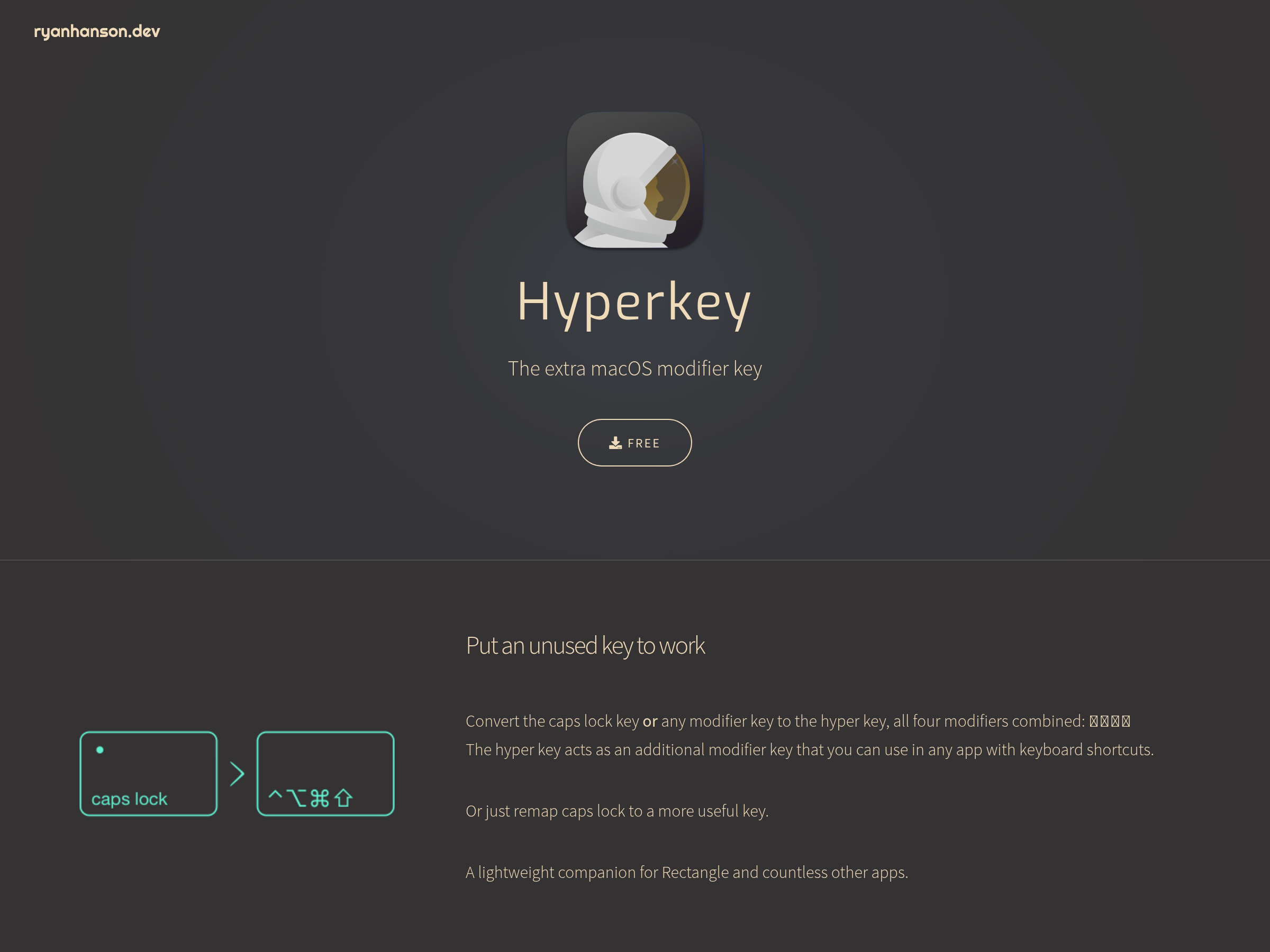 Screenshot of Hyperkey website