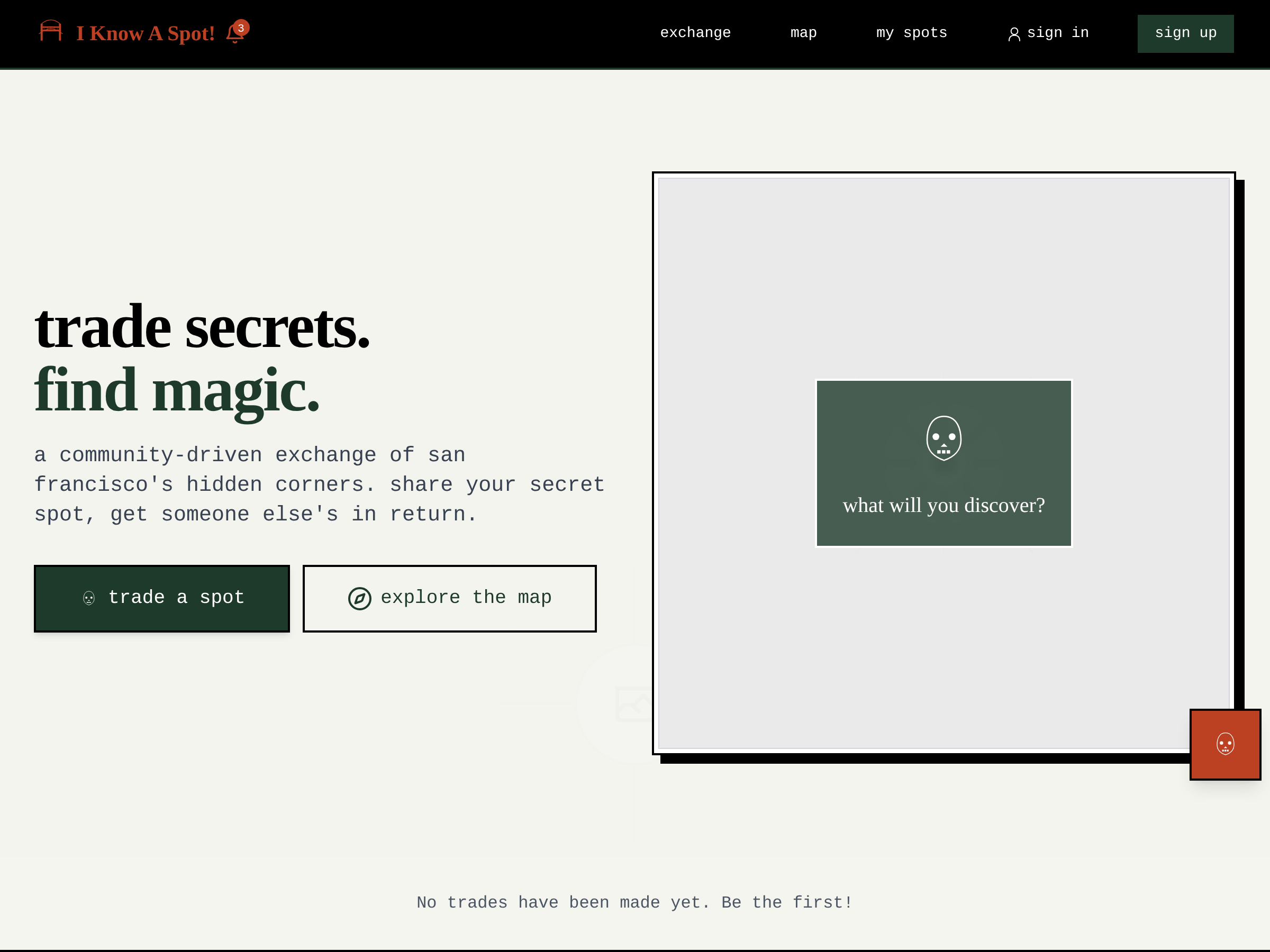 Screenshot of I Know A Spot! website