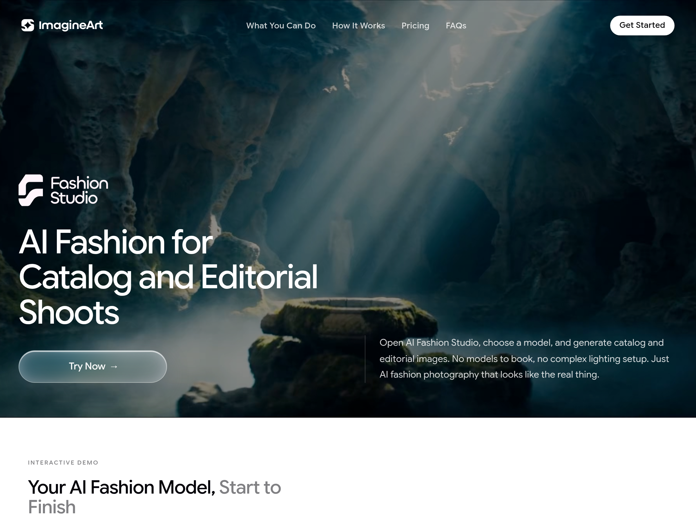Screenshot of ImagineArt Fashion Studio website