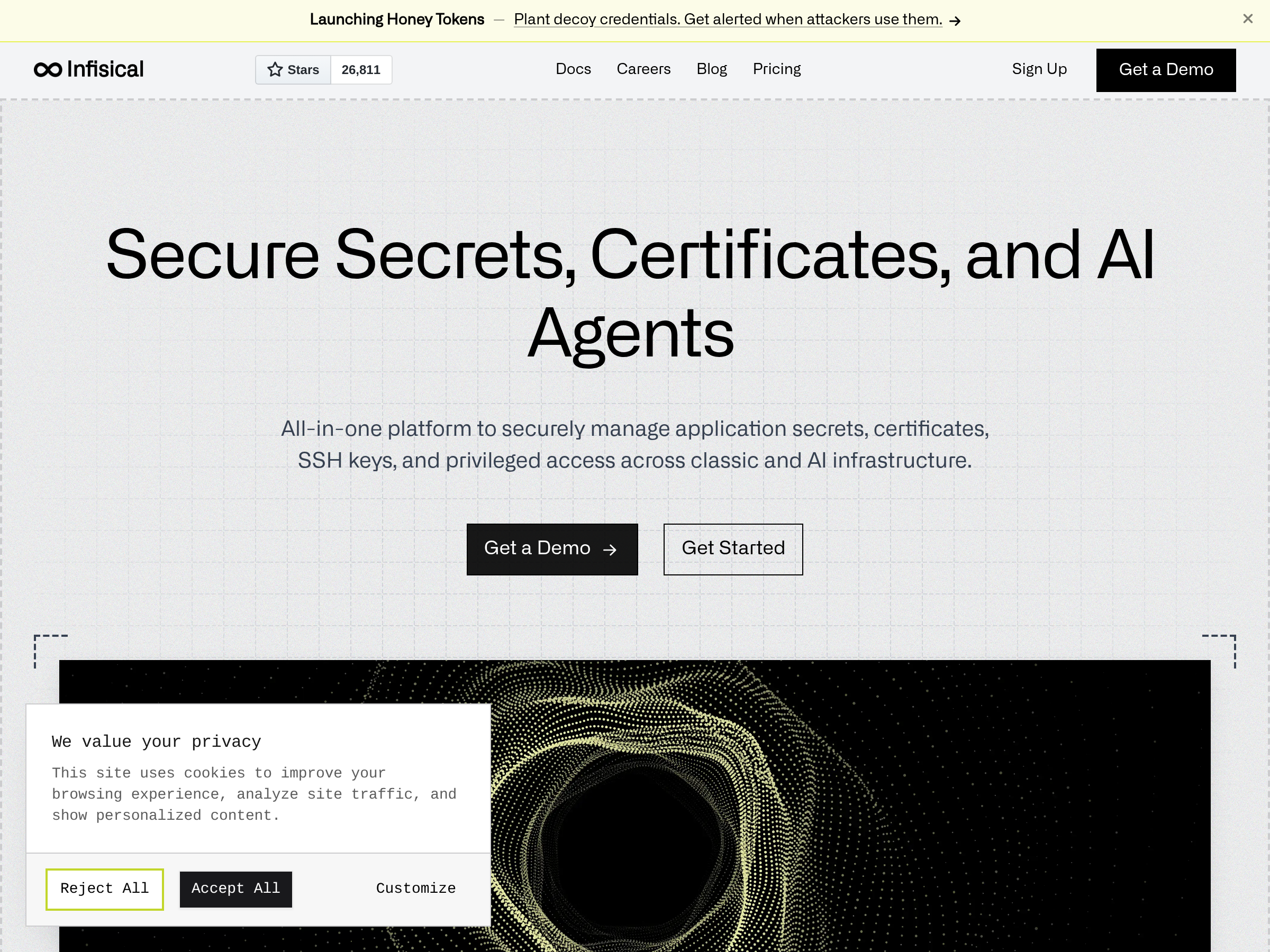 Screenshot of Infisical website