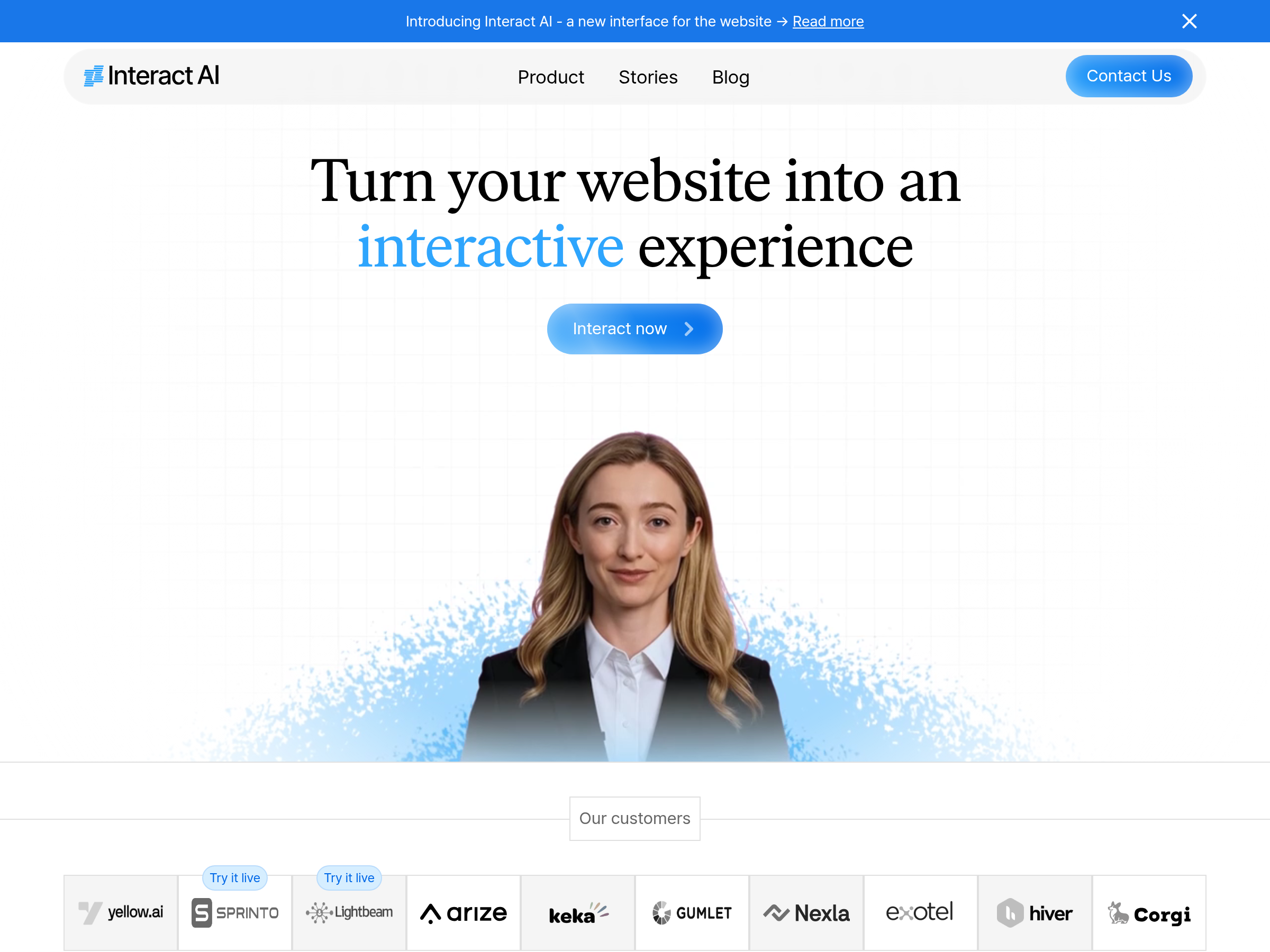 Screenshot of Interact AI website