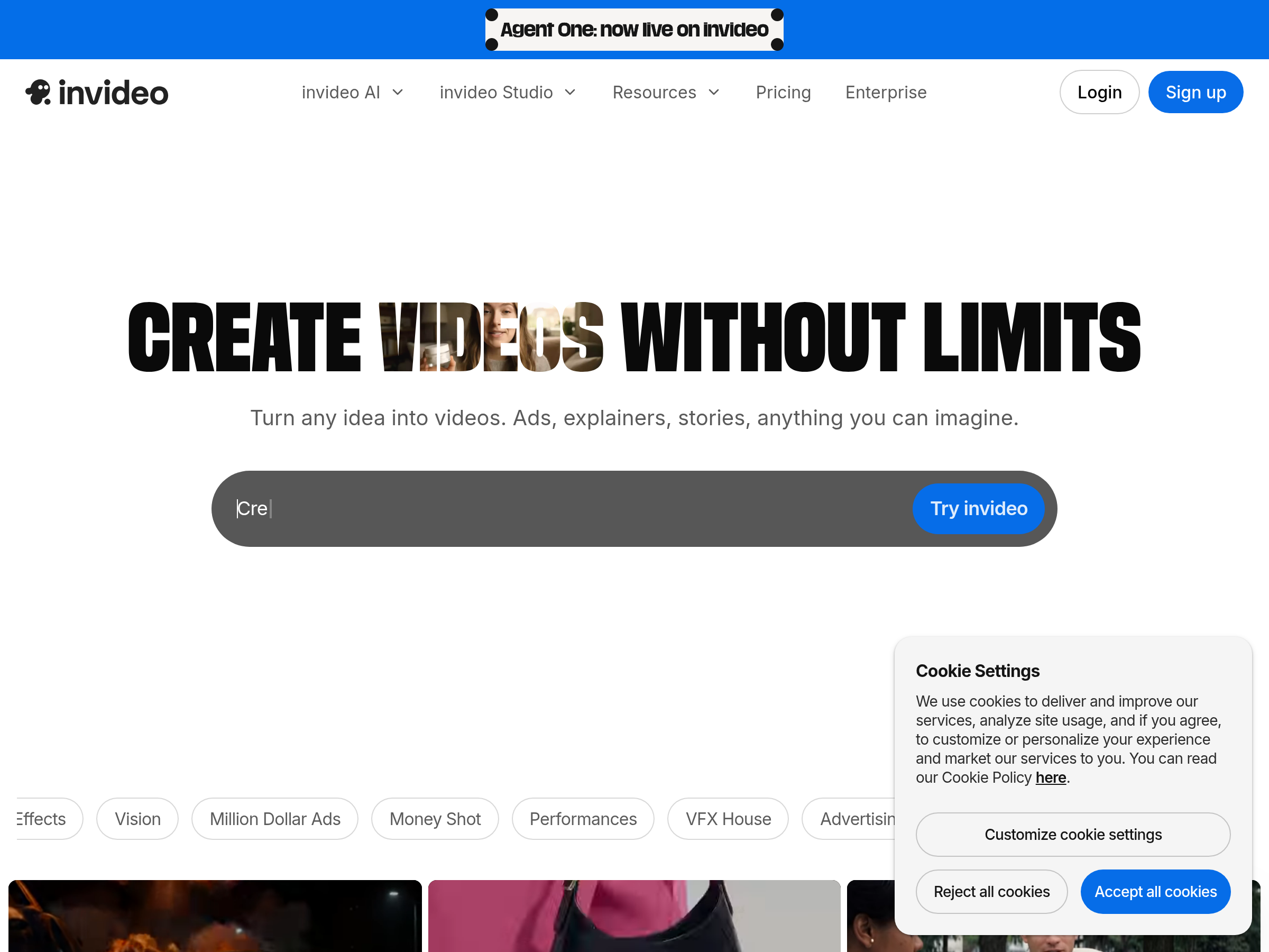 Screenshot of InVideo website