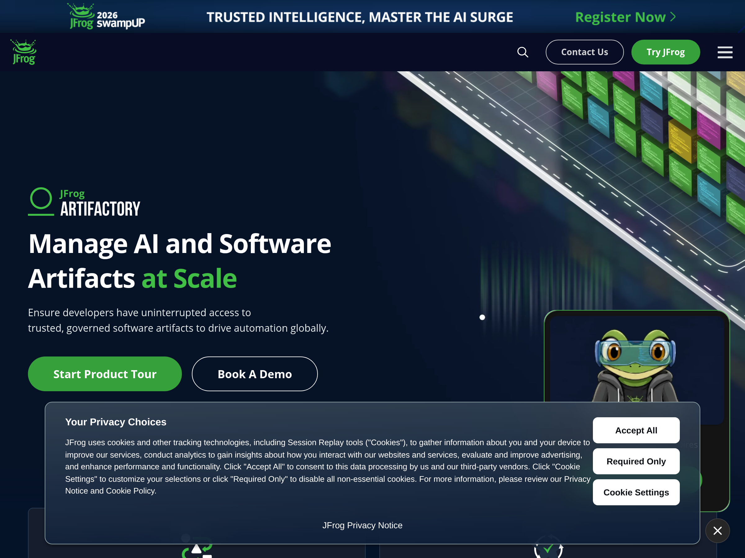 Screenshot of JFrog Artifactory website