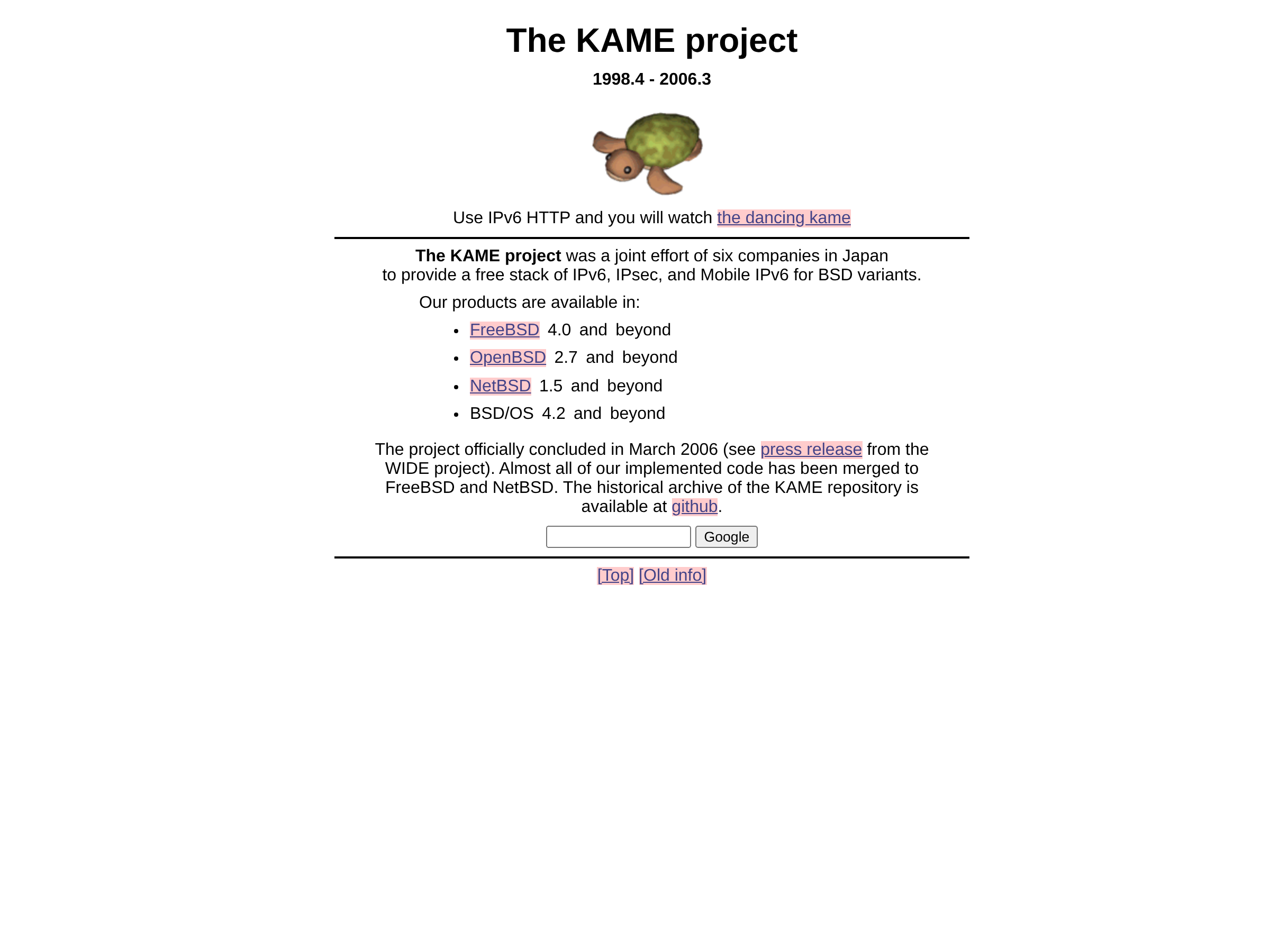 Screenshot of KAME website
