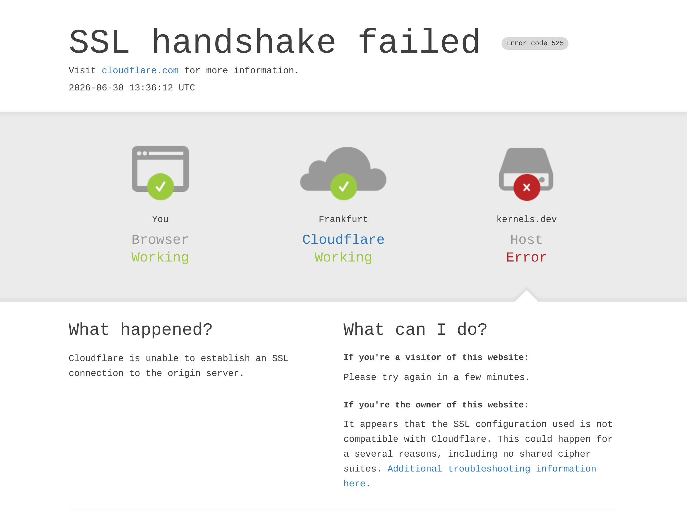Screenshot of Kernels website