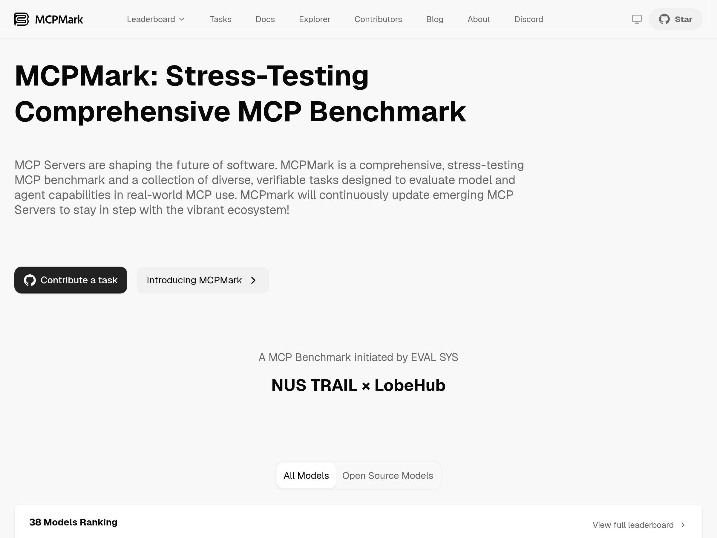 Screenshot of MCPMark Verified website