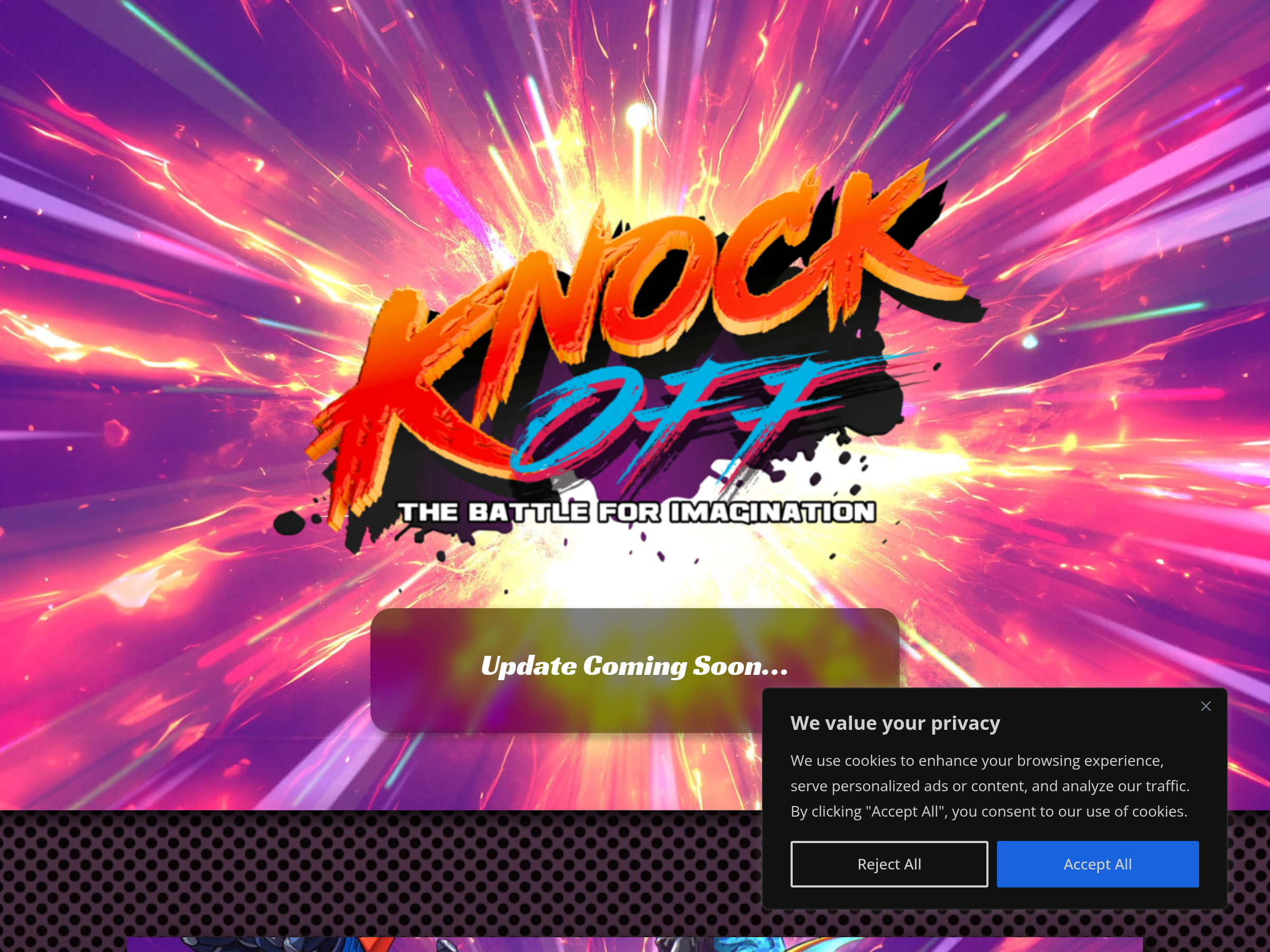 Screenshot of Knock Off: The Battle For Imagination website