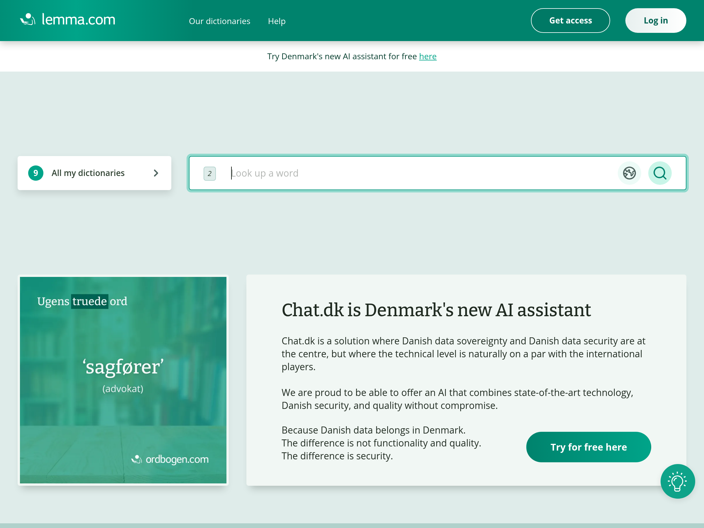 Screenshot of Lemma website