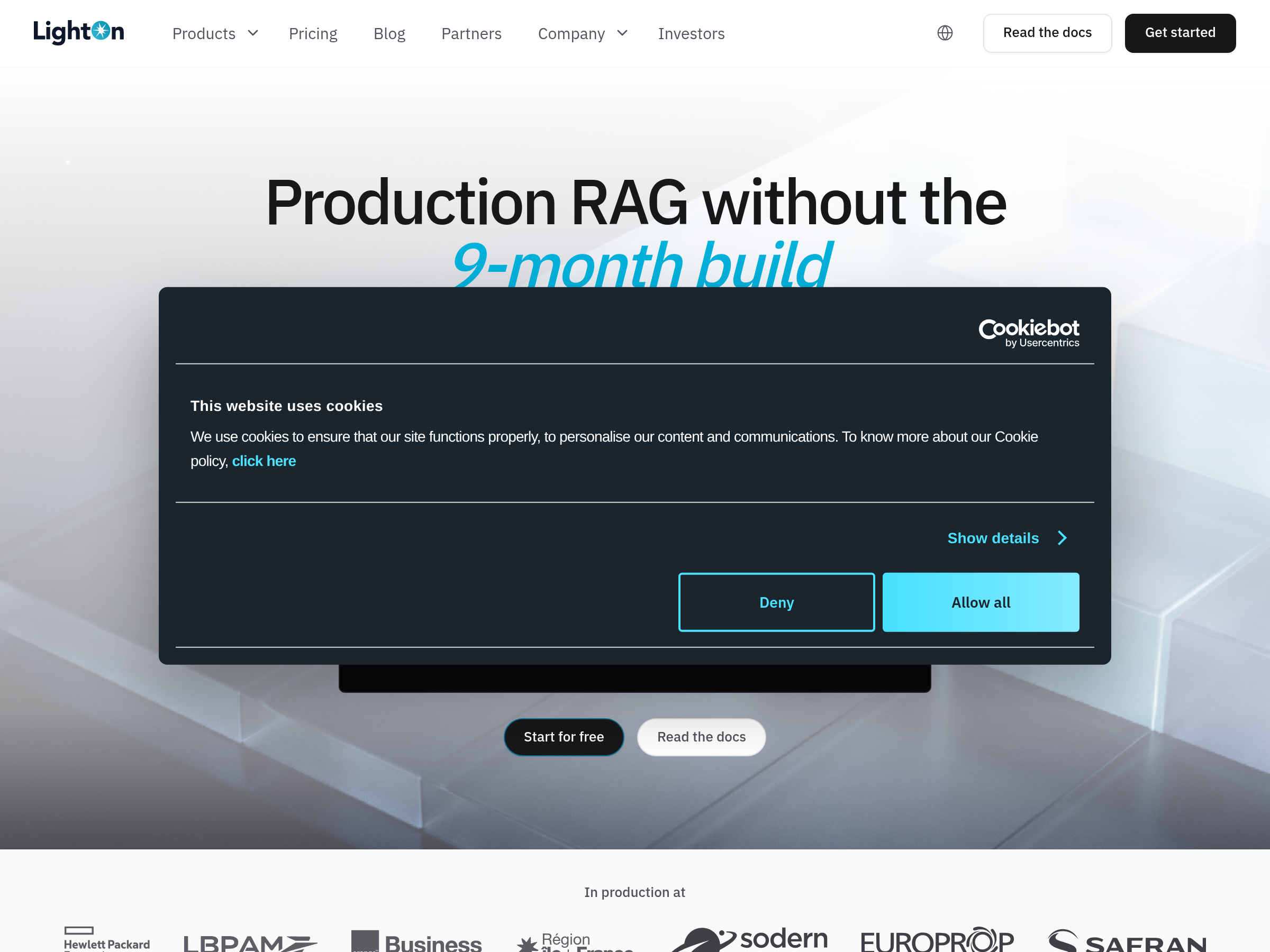 Screenshot of LightOn website
