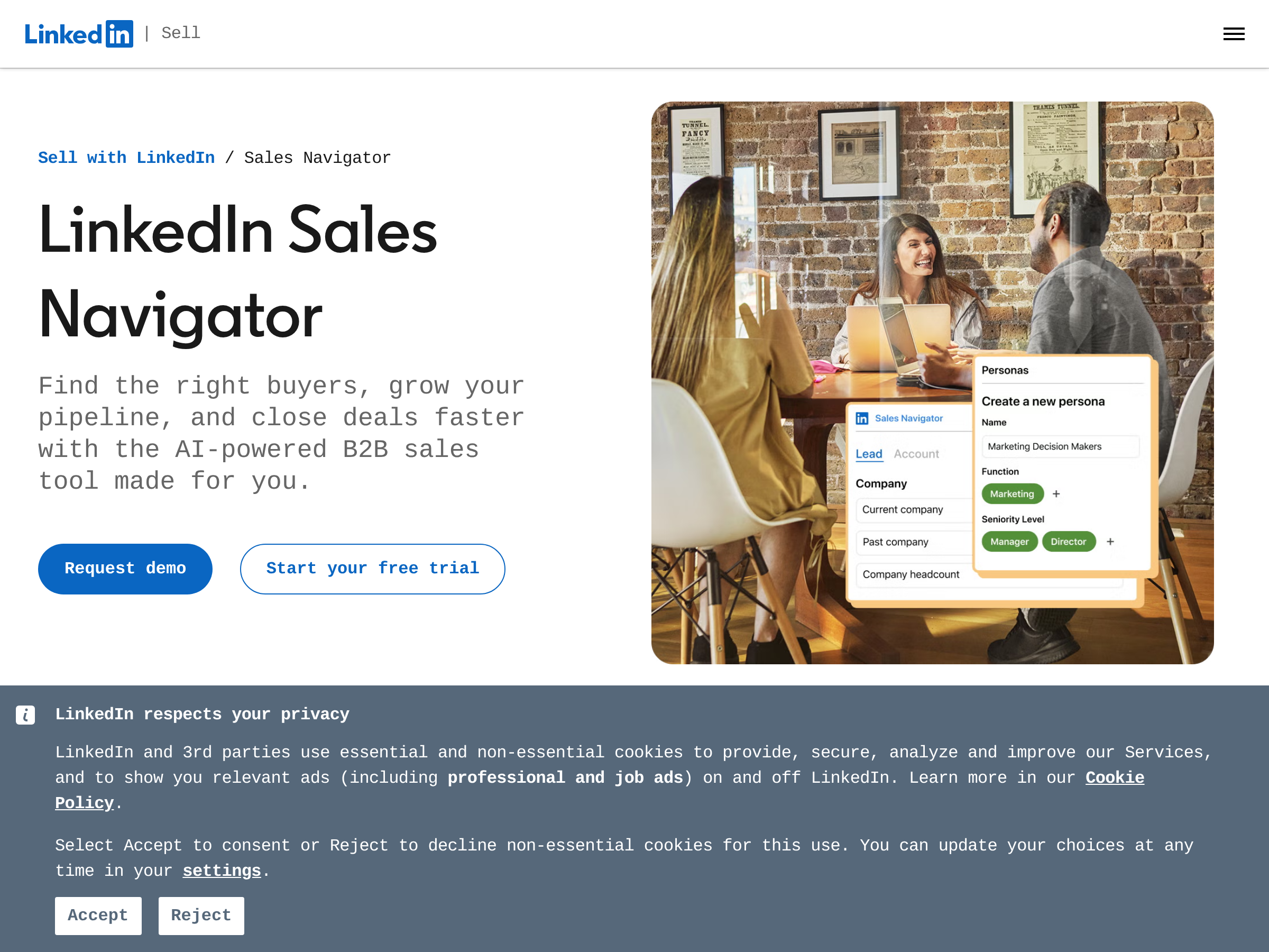 Screenshot of LinkedIn Sales Navigator website