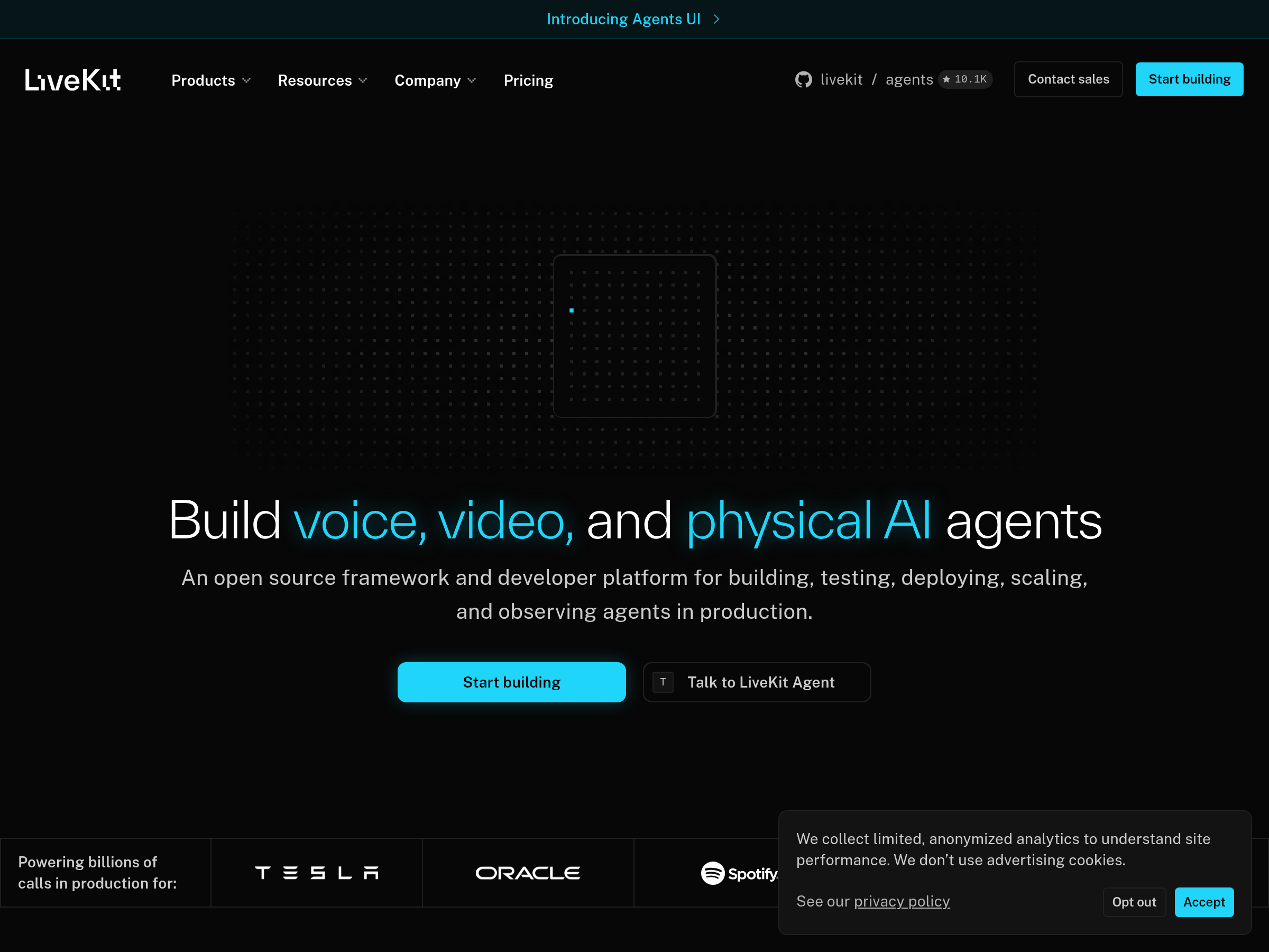 Screenshot of LiveKit website