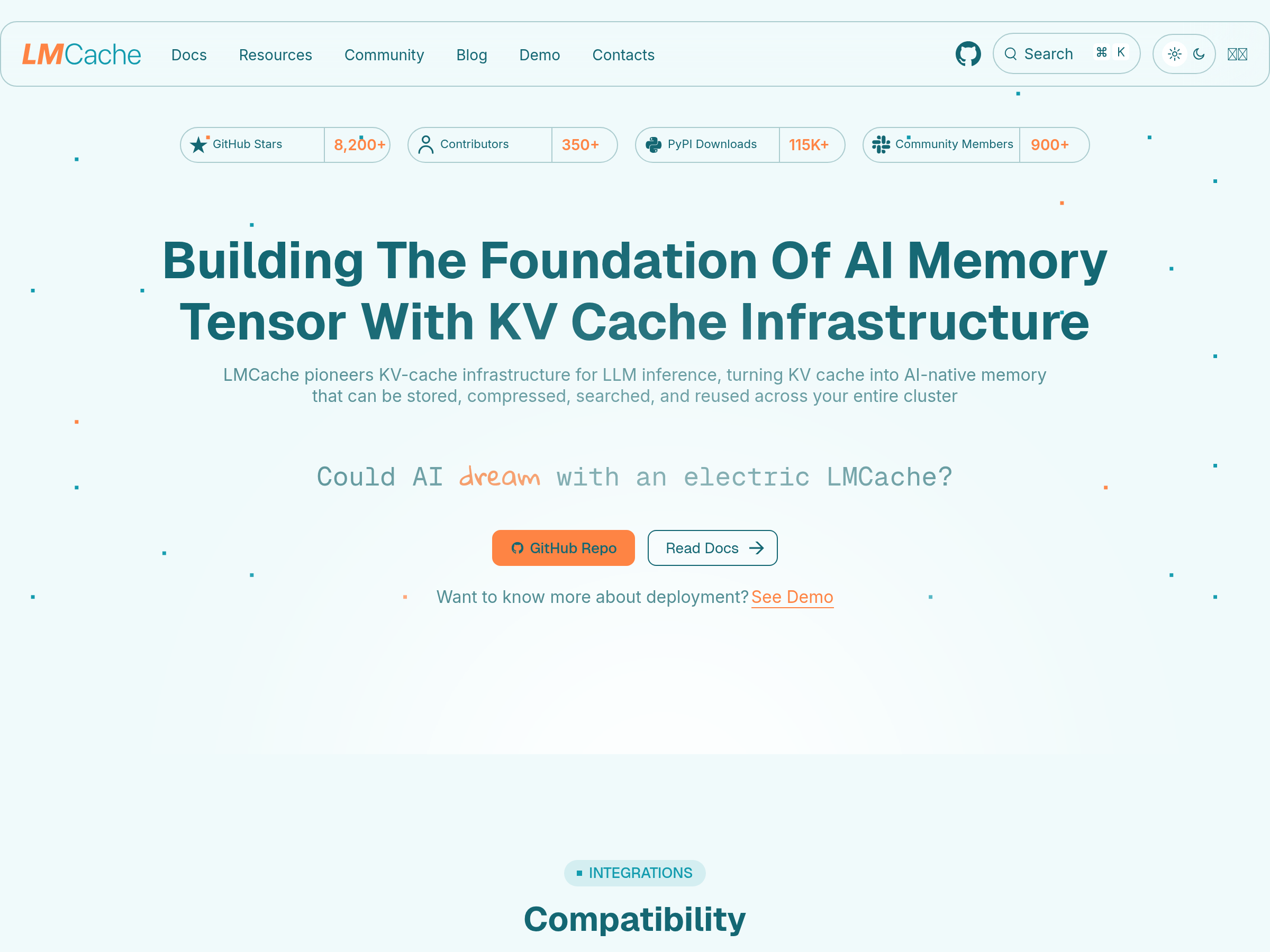 Screenshot of LMCache website