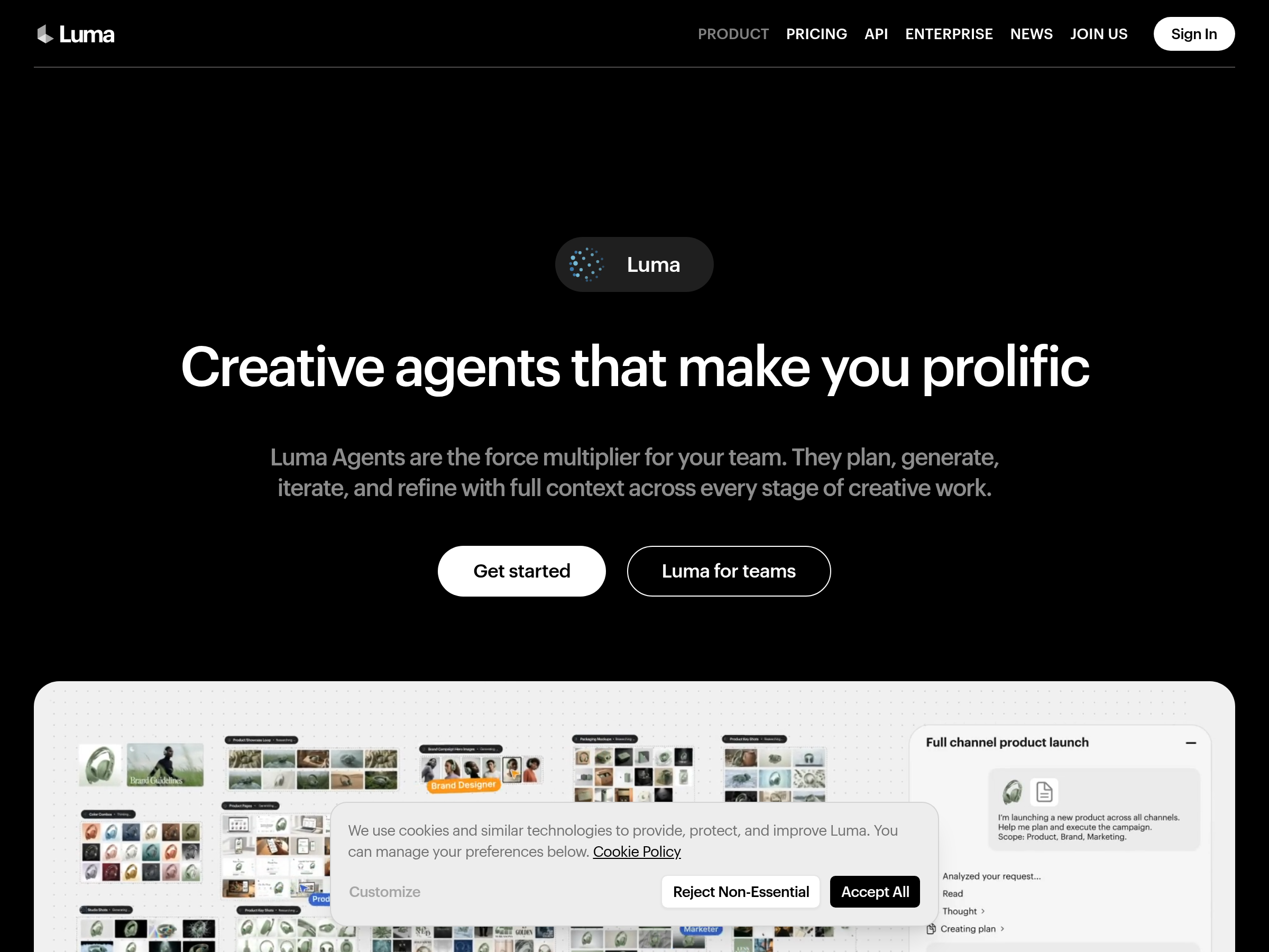 Screenshot of Luma Skills website