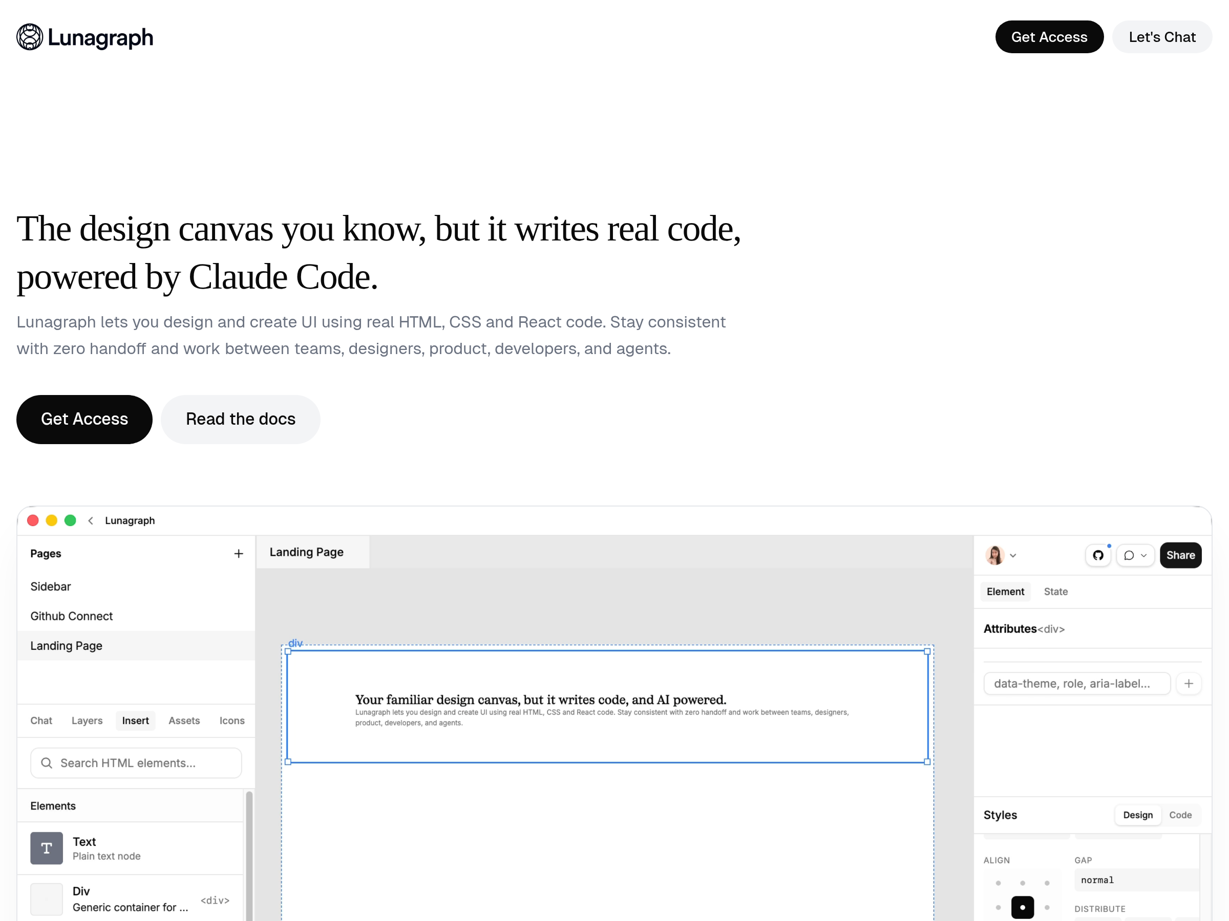 Screenshot of Lunagraph website