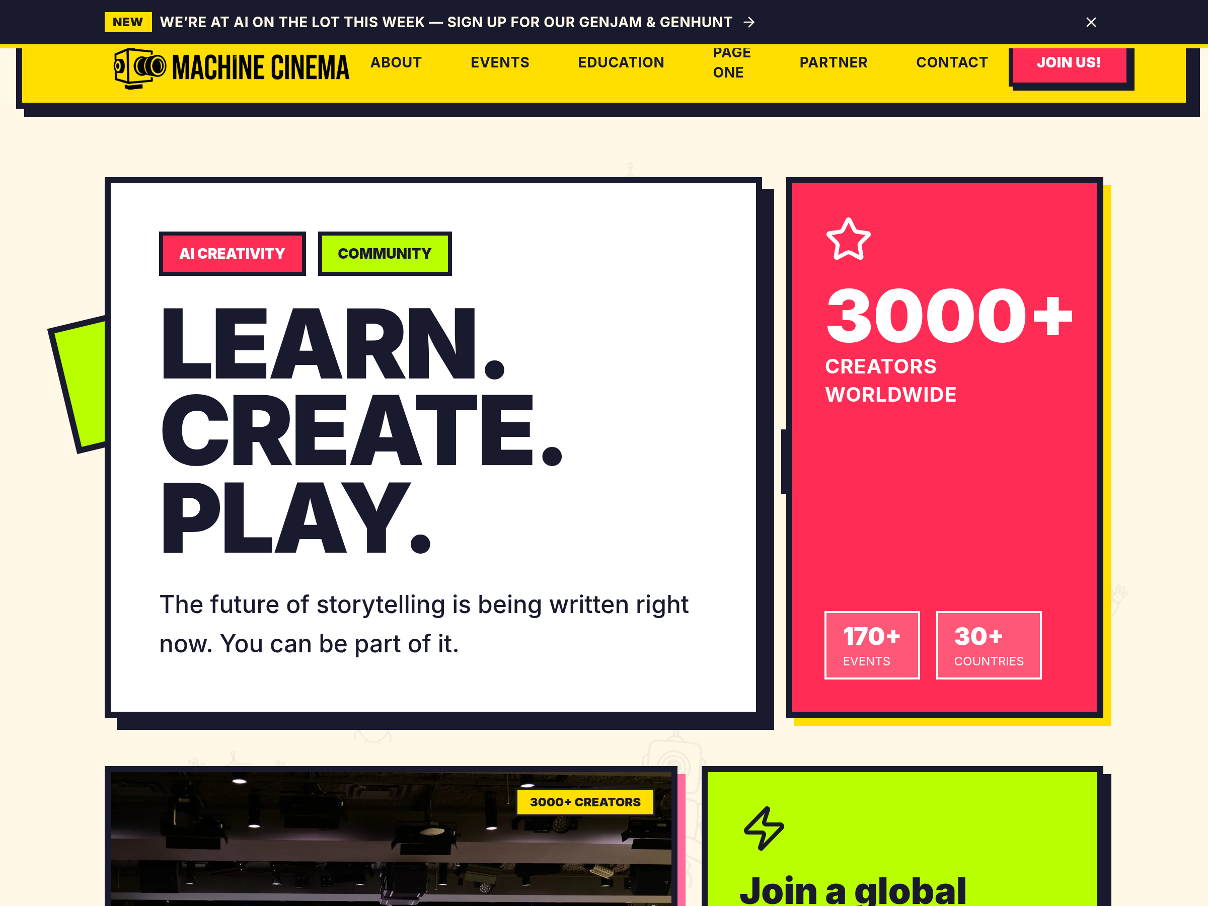 Screenshot of Machine Cinema AI website