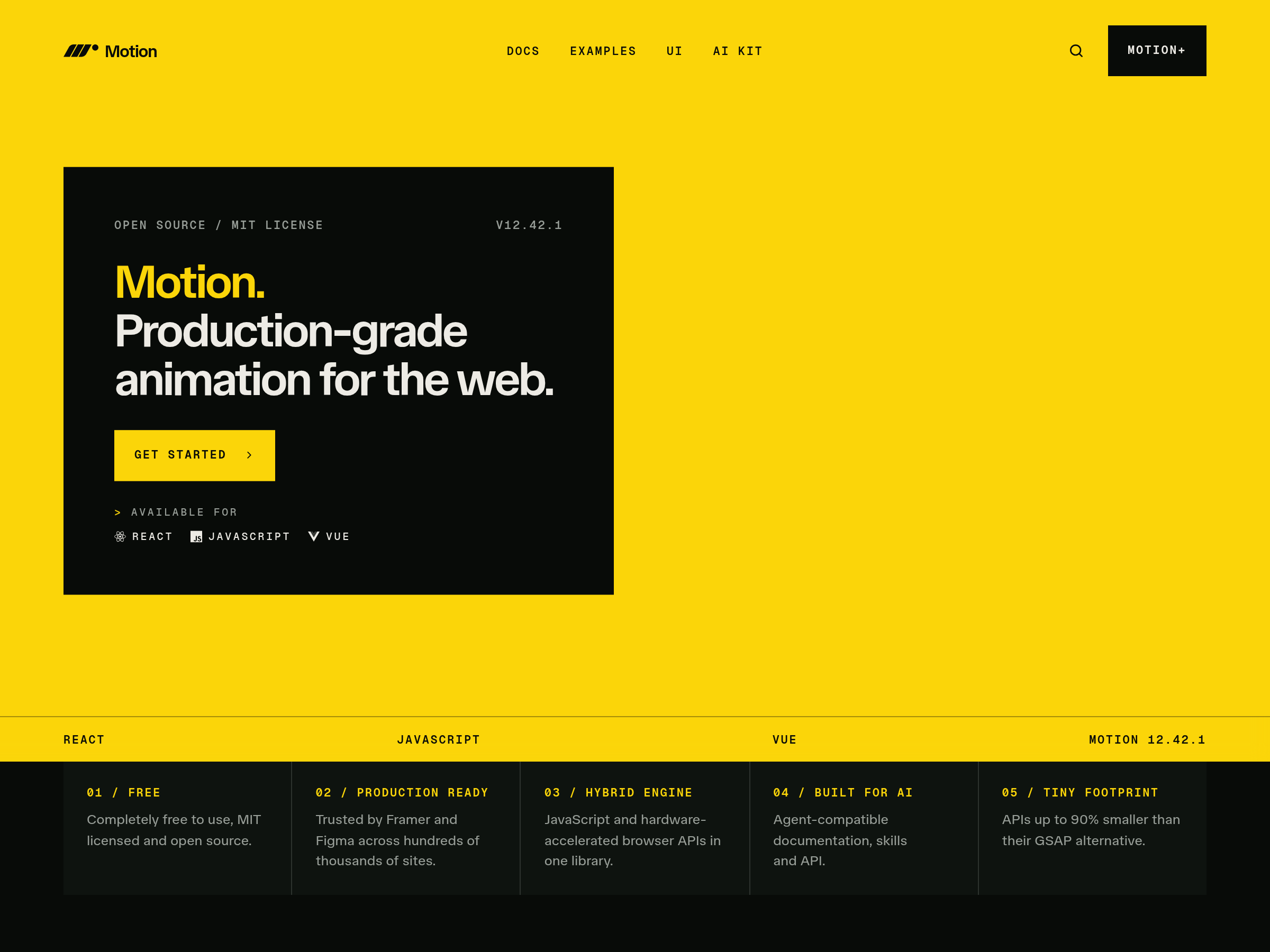 Screenshot of Motion website