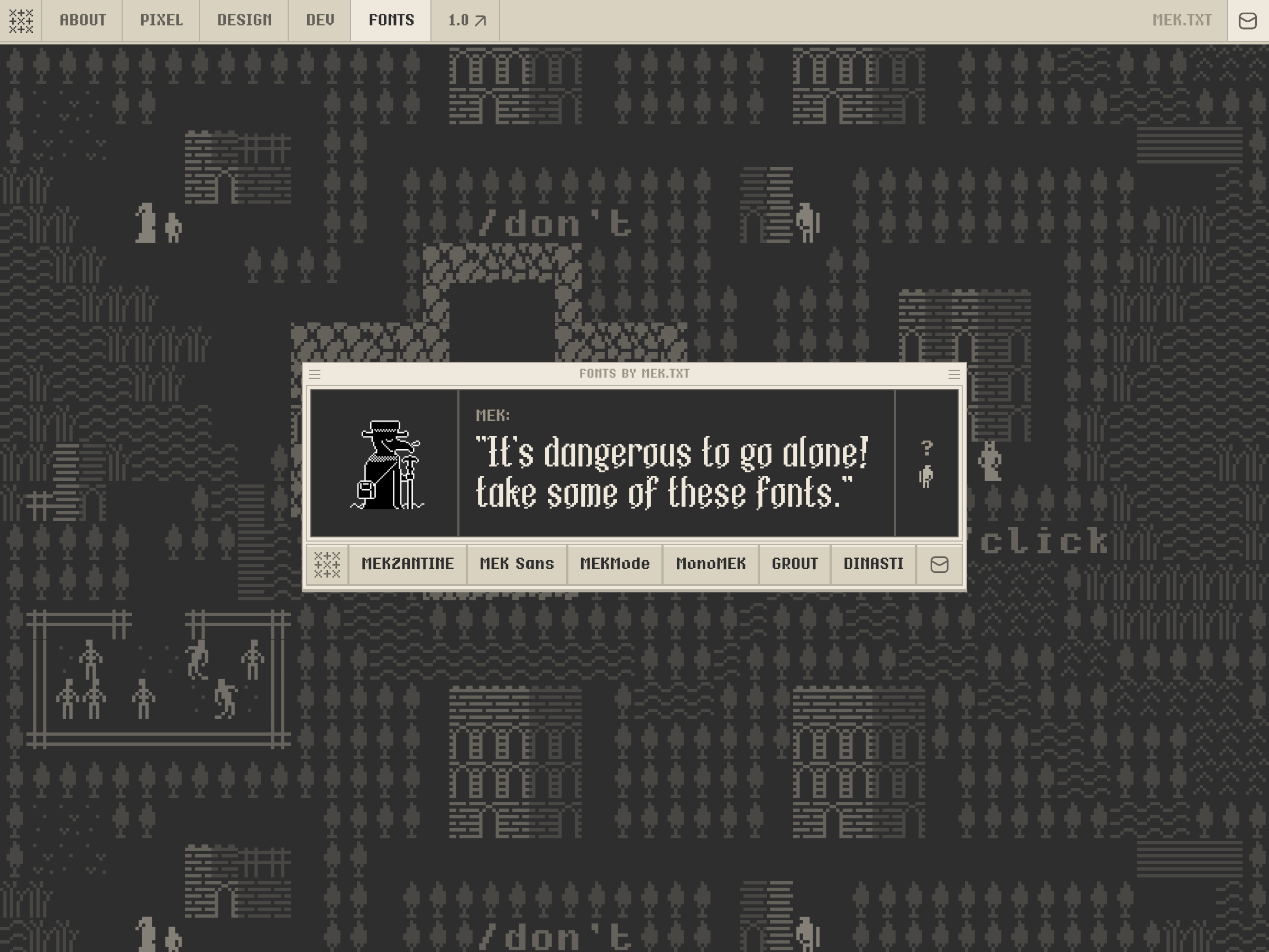 Screenshot of MEKZANTINE website