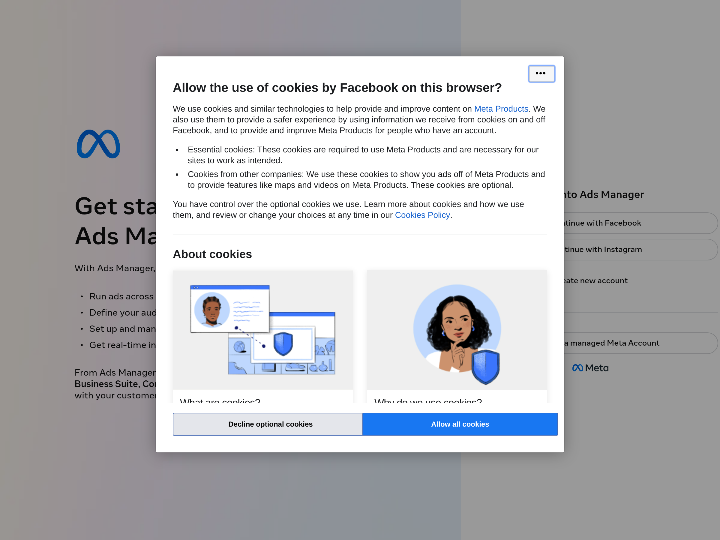 Screenshot of Meta Ads Manager website