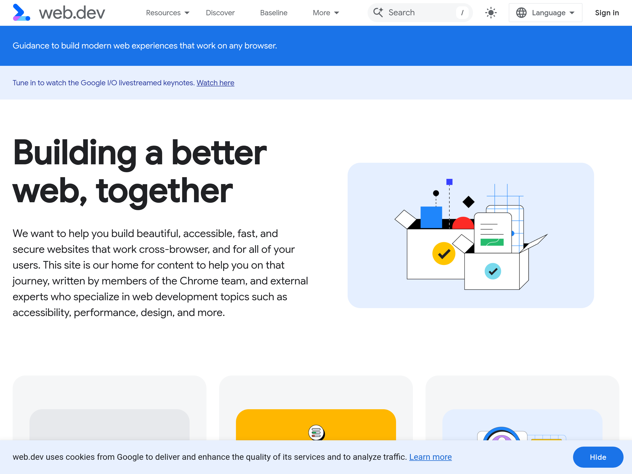 Screenshot of Modern Web Guidance website