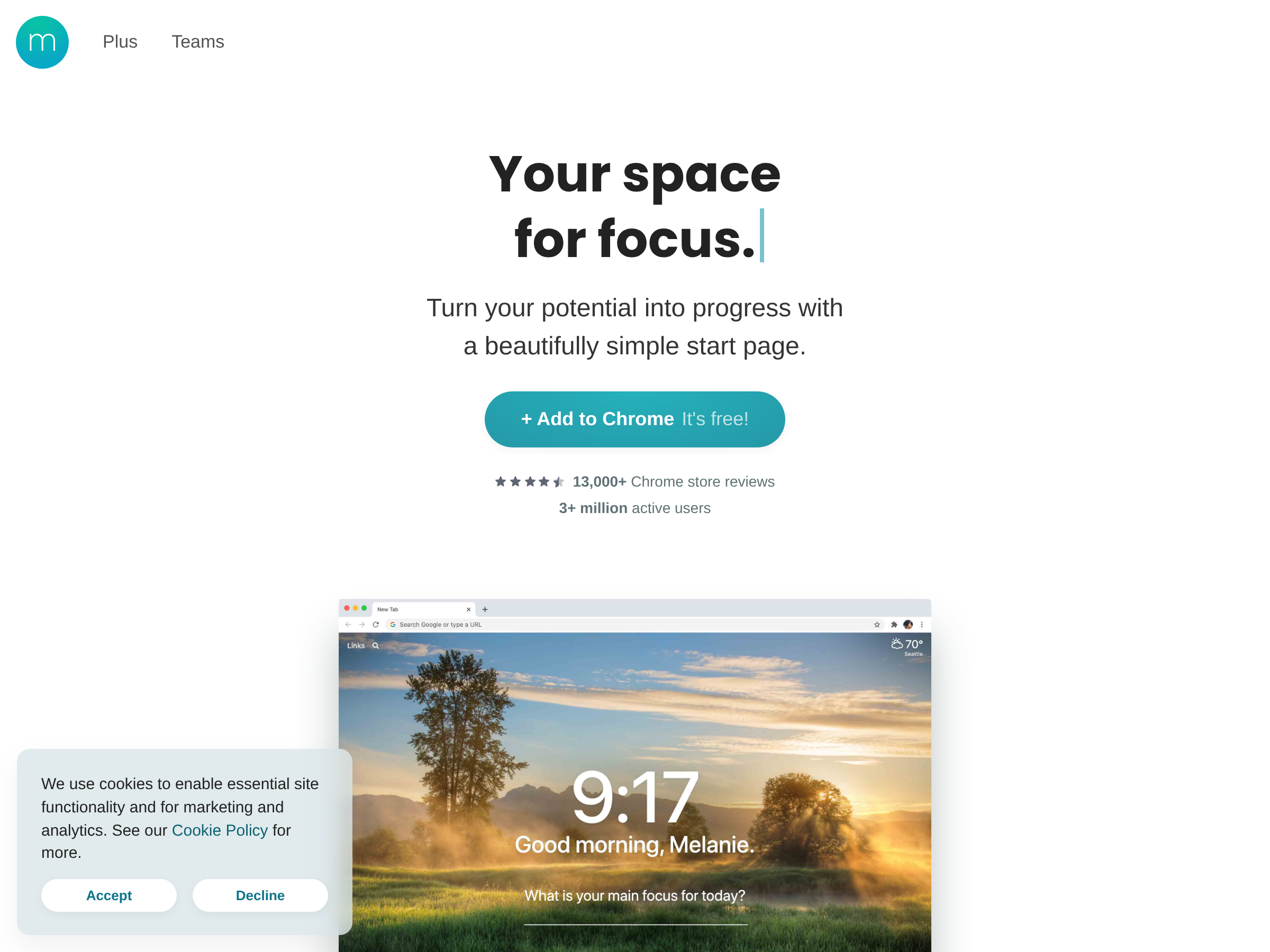 Screenshot of Momentum website