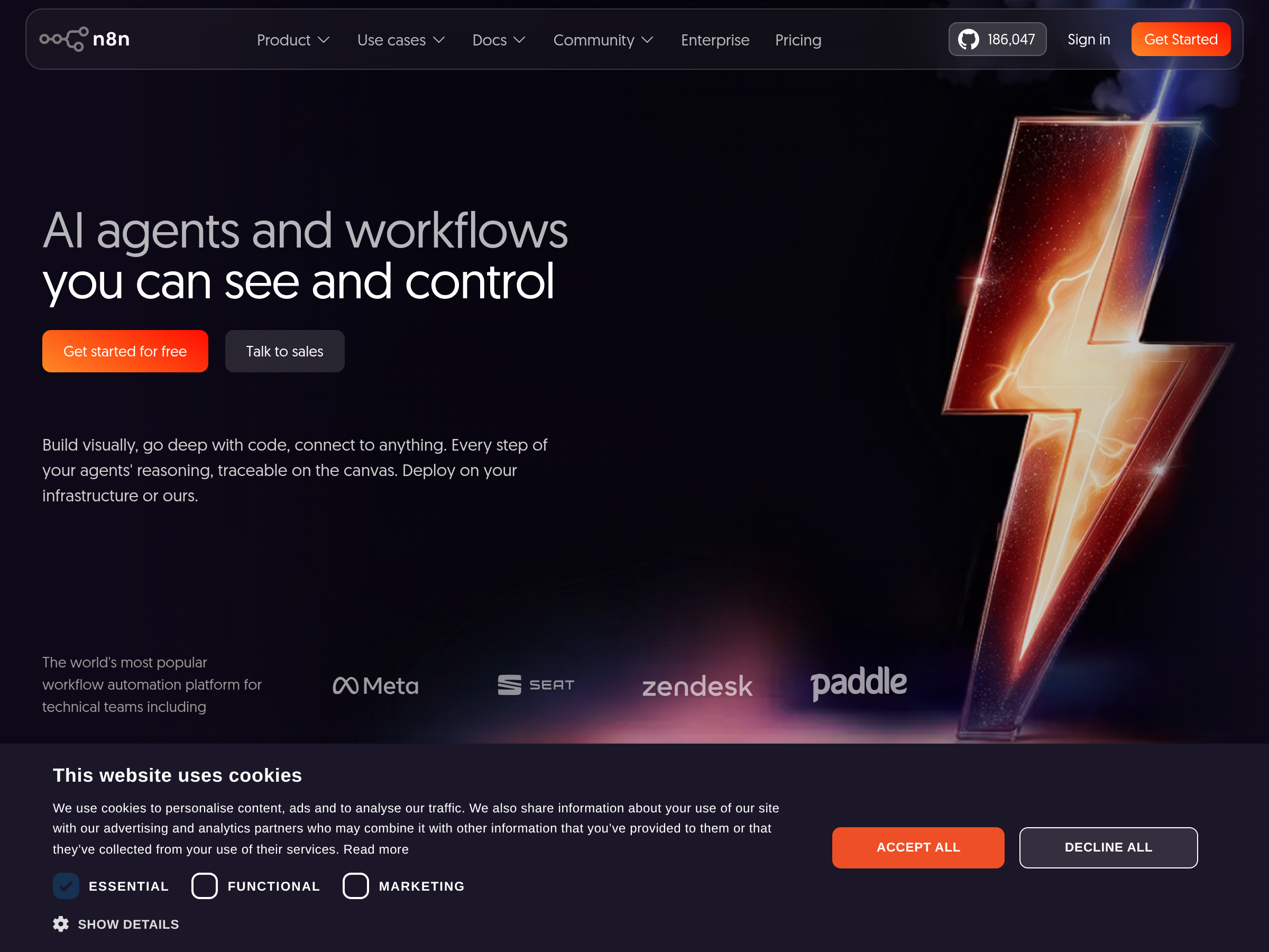 Screenshot of n8n website