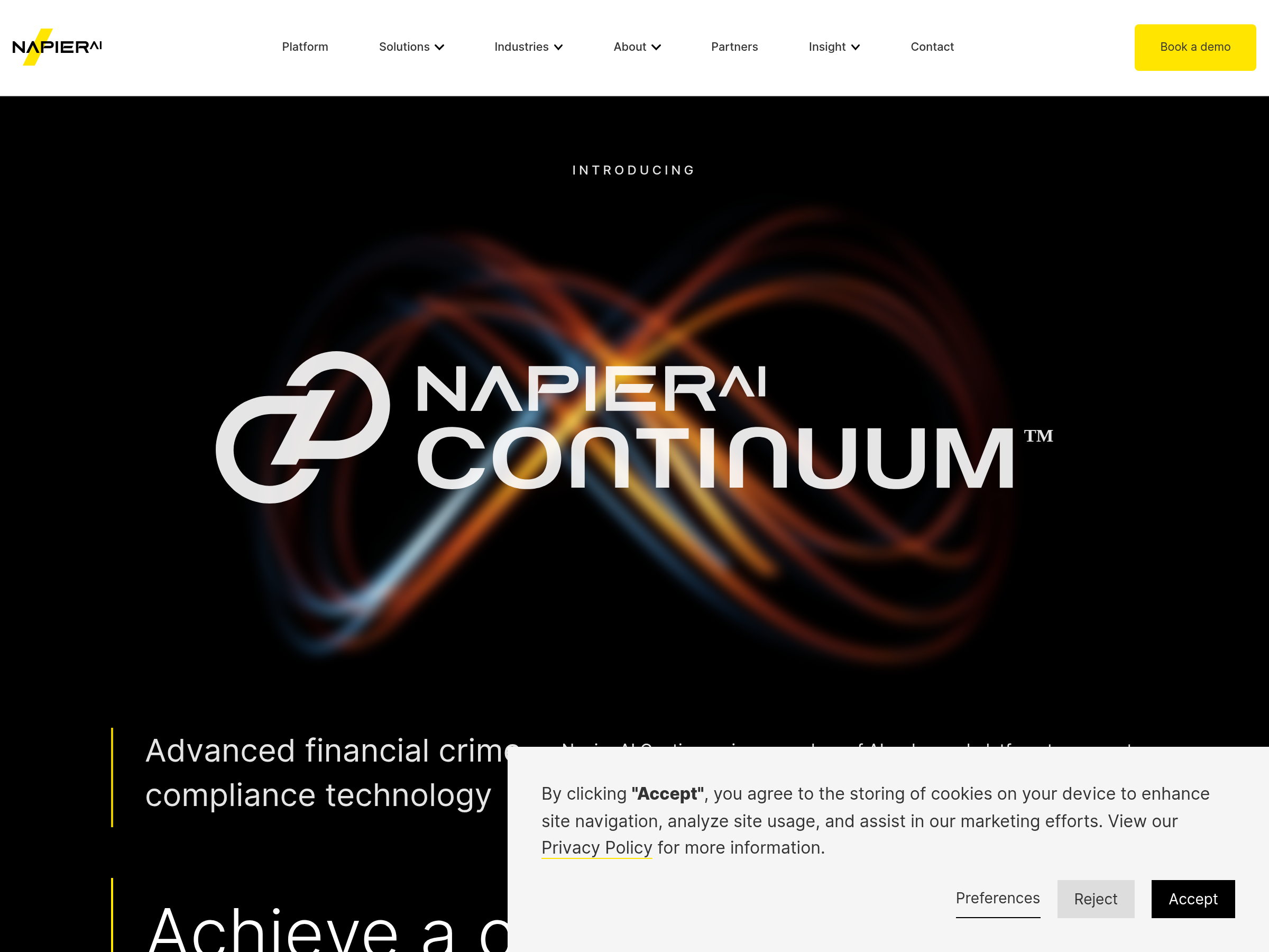 Screenshot of Napier AI Continuum website