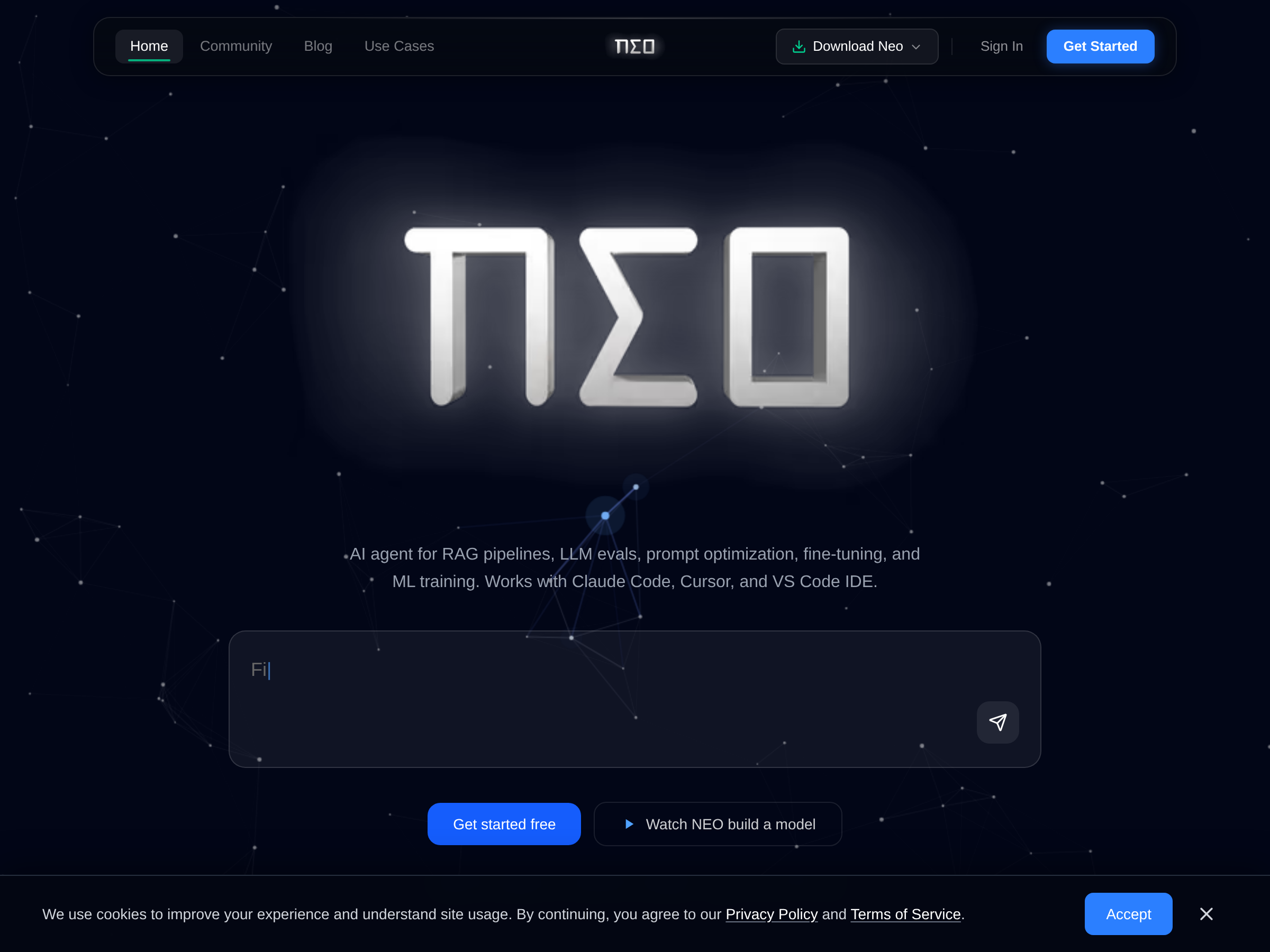 Screenshot of Neo website