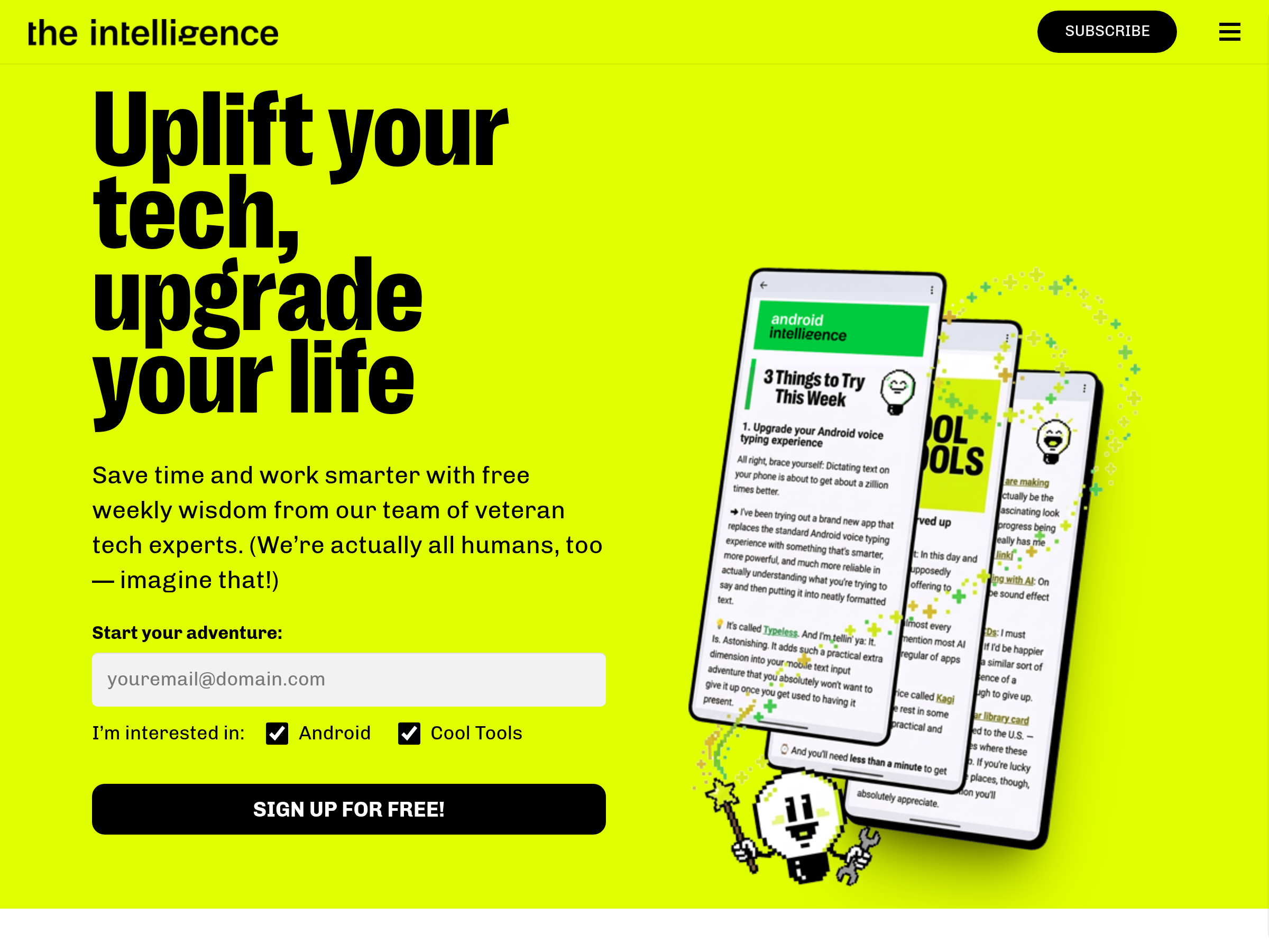 Screenshot of Android Intelligence website