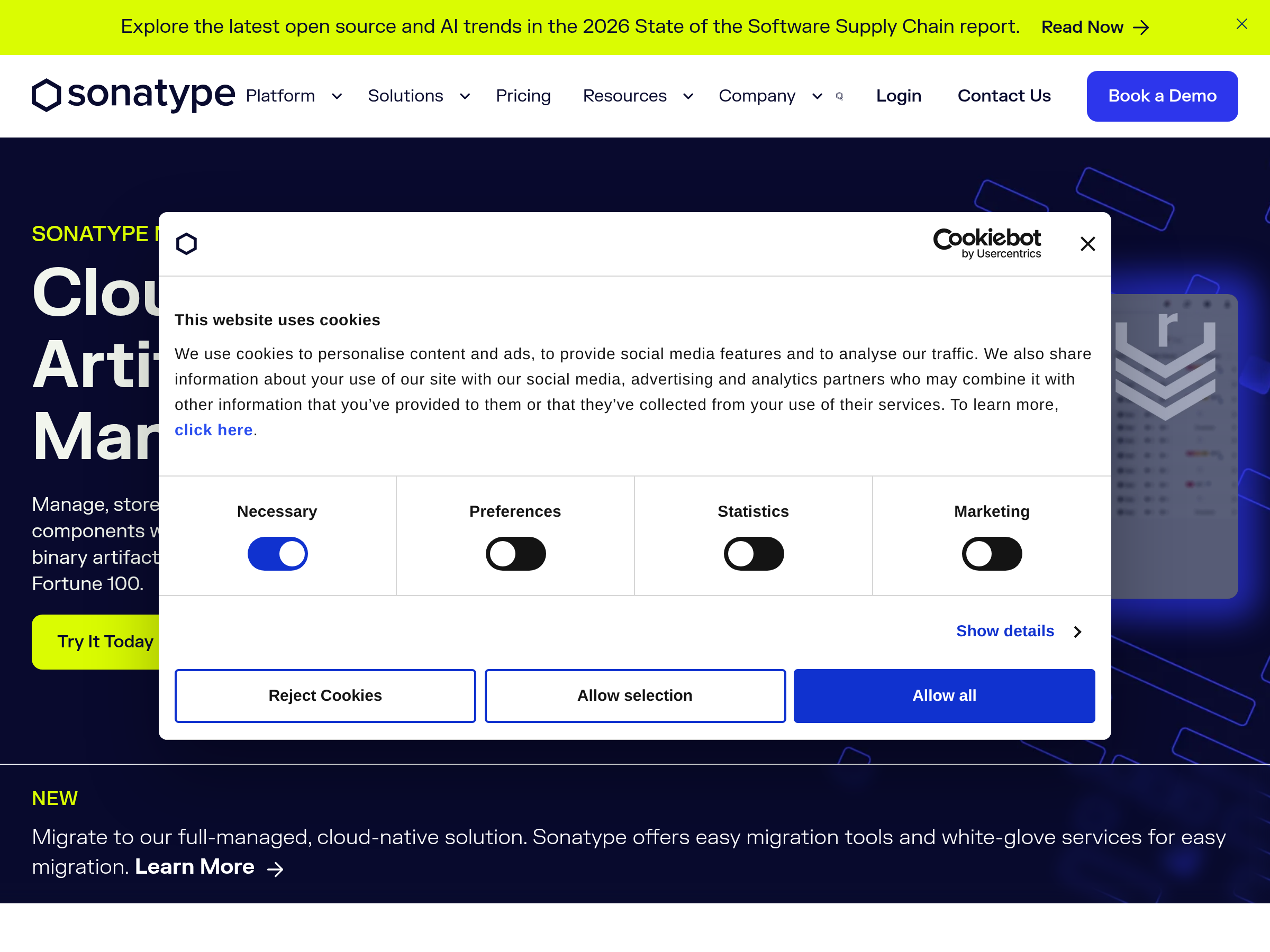 Screenshot of Nexus website