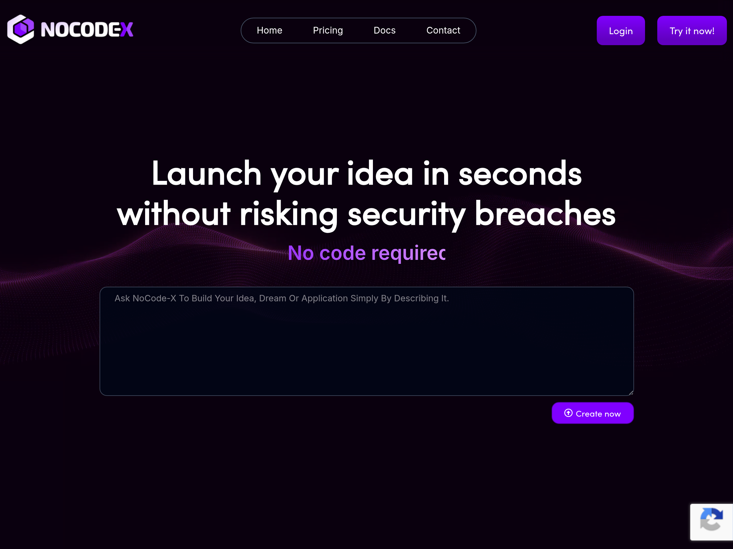 Screenshot of NoCode-X website